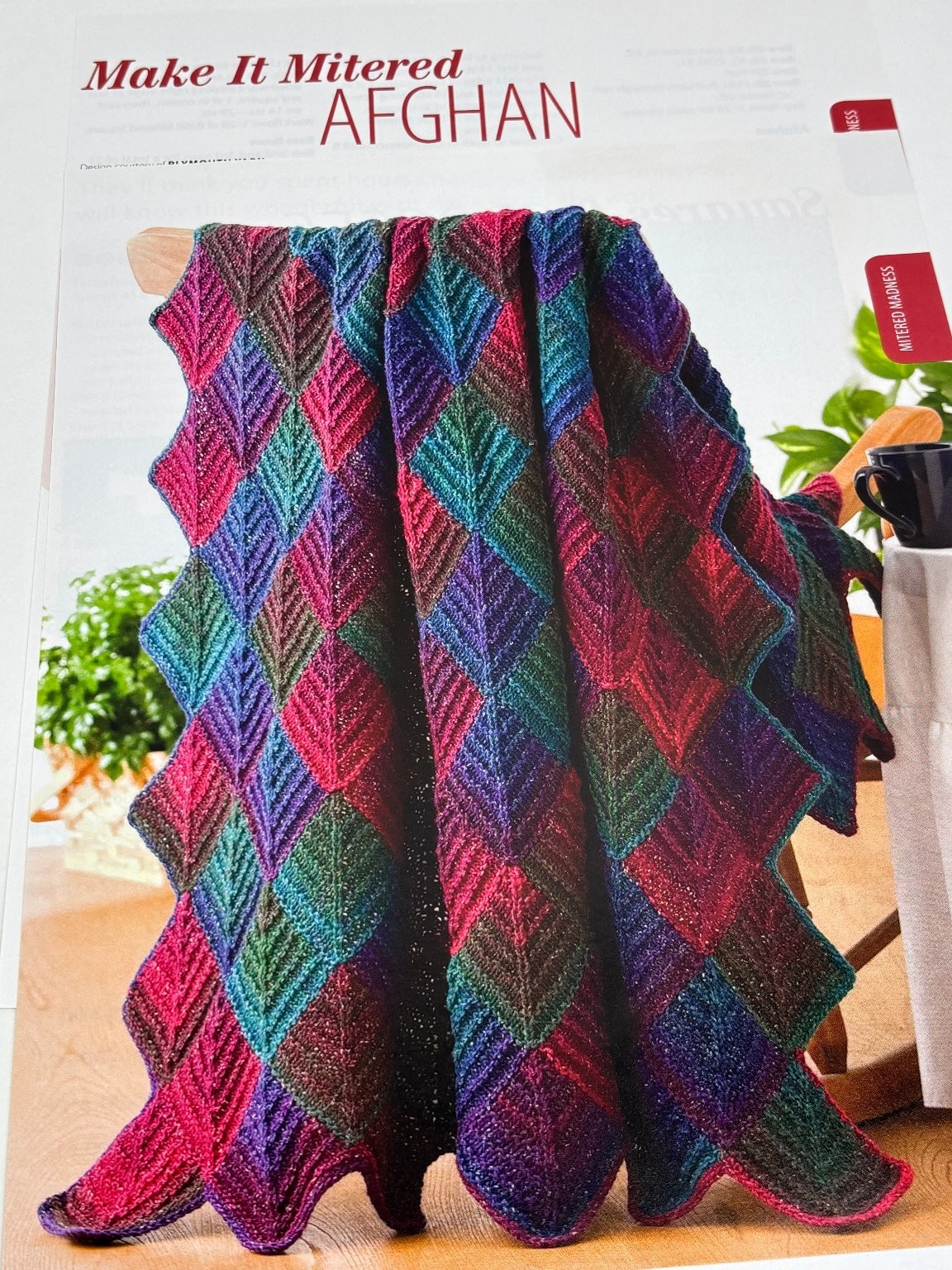 Make It Mitered Afghan Knitting Pattern Magazine Pages