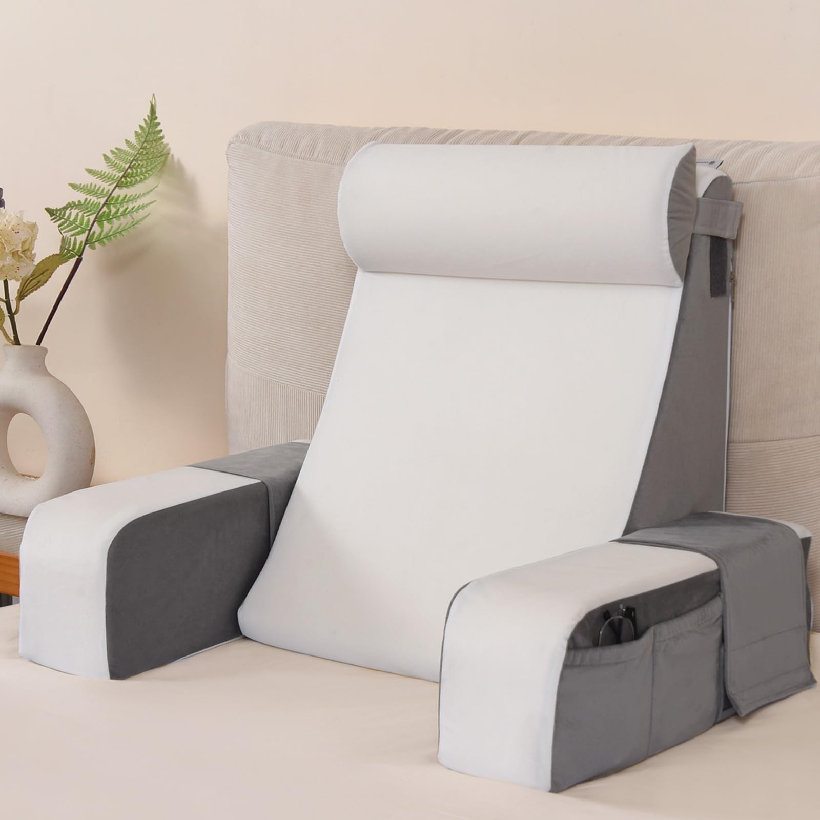 21" Reading Back Pillows With Arms Support For Sitting In Bed Adult Sit Up Rest