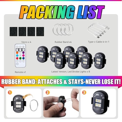 Wireless Car Lights 8PCS Interior Car Light | Remote Control