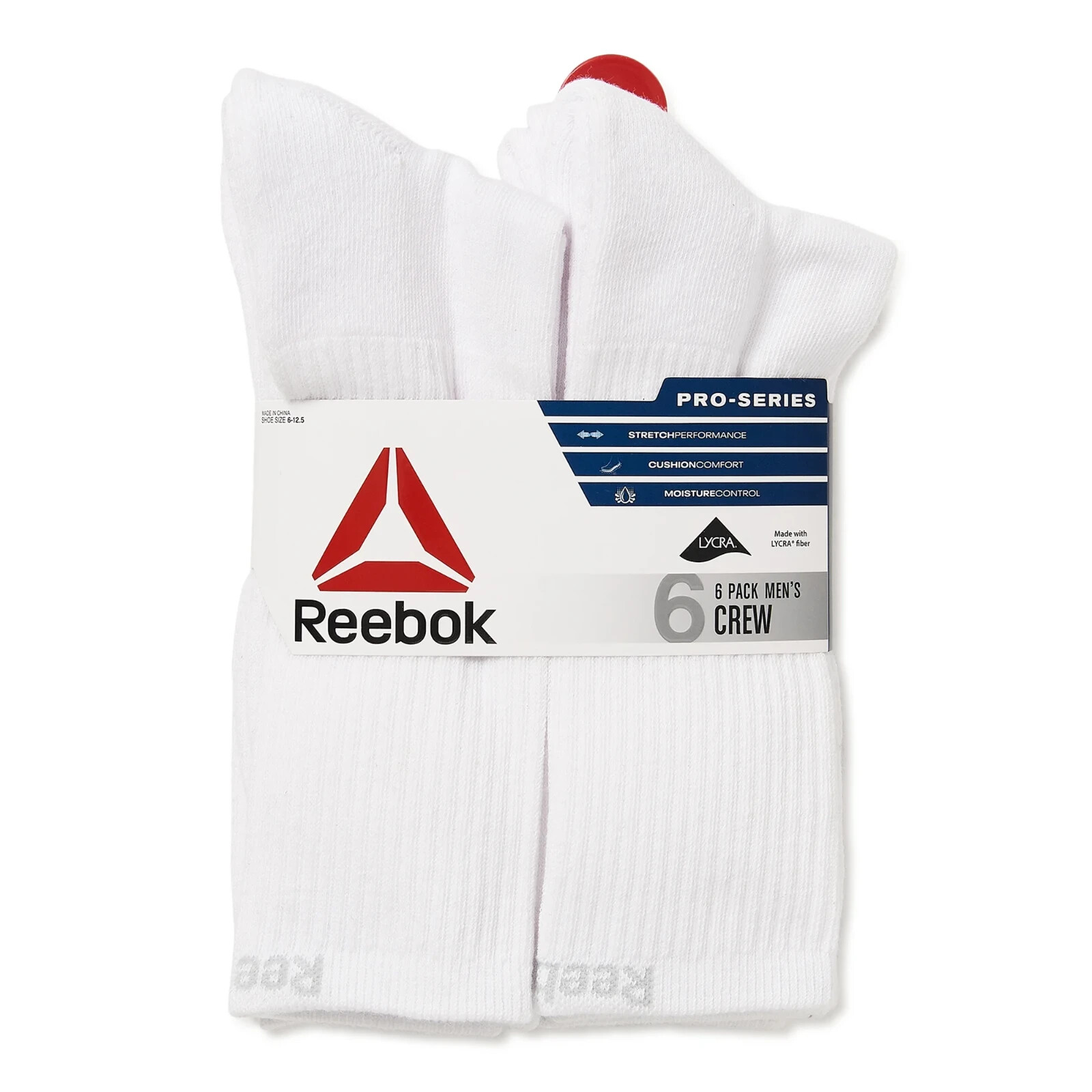 Reebok® Men's Performance Cushion Comfort Crew Socks, 6-Pack CR03001