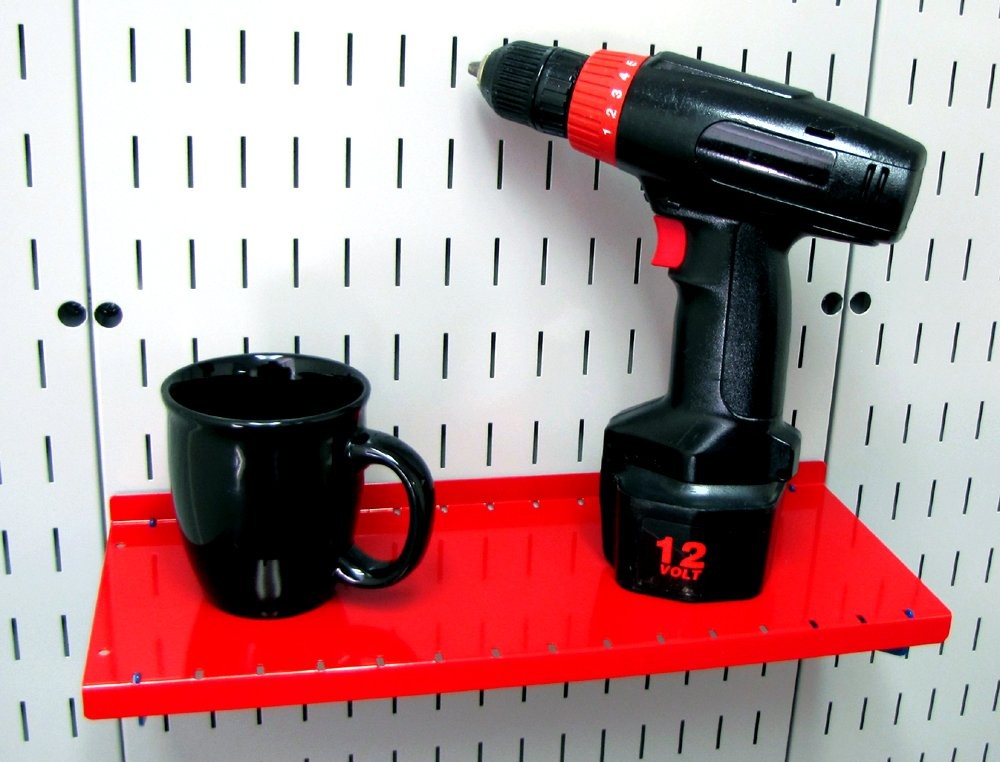 6in Deep Pegboard Shelf Assembly Slotted Tool Board Red Metal Storage Rack