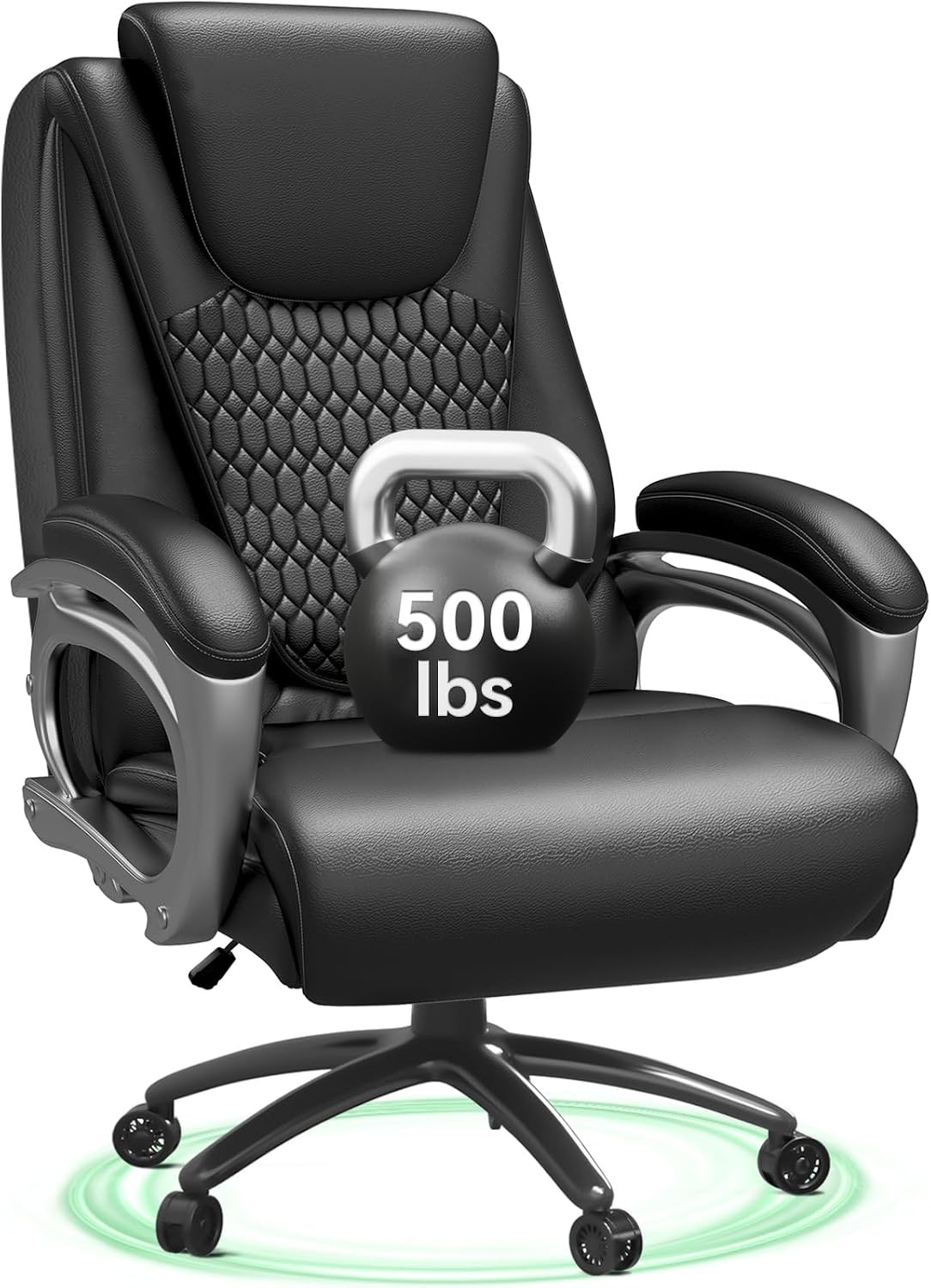 Big and Tall Office Chair 500lbs, Heavy Duty High Back PU Leather Desk Chair,