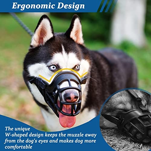 Dog Muzzle, Basket Muzzle Anti Biting Chewing, Sturdy 3 (Snout 9½-10½") Black