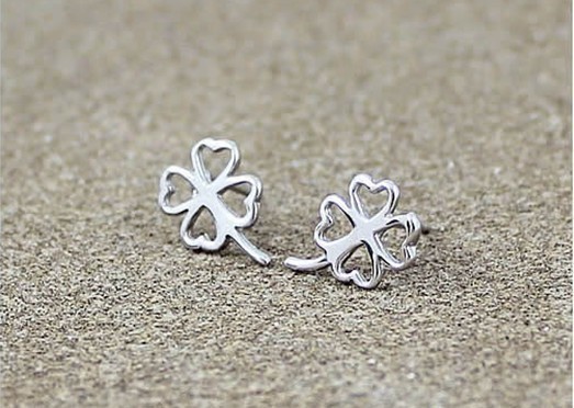 .925 Sterling Four Leaf Clover Stud Earrings
