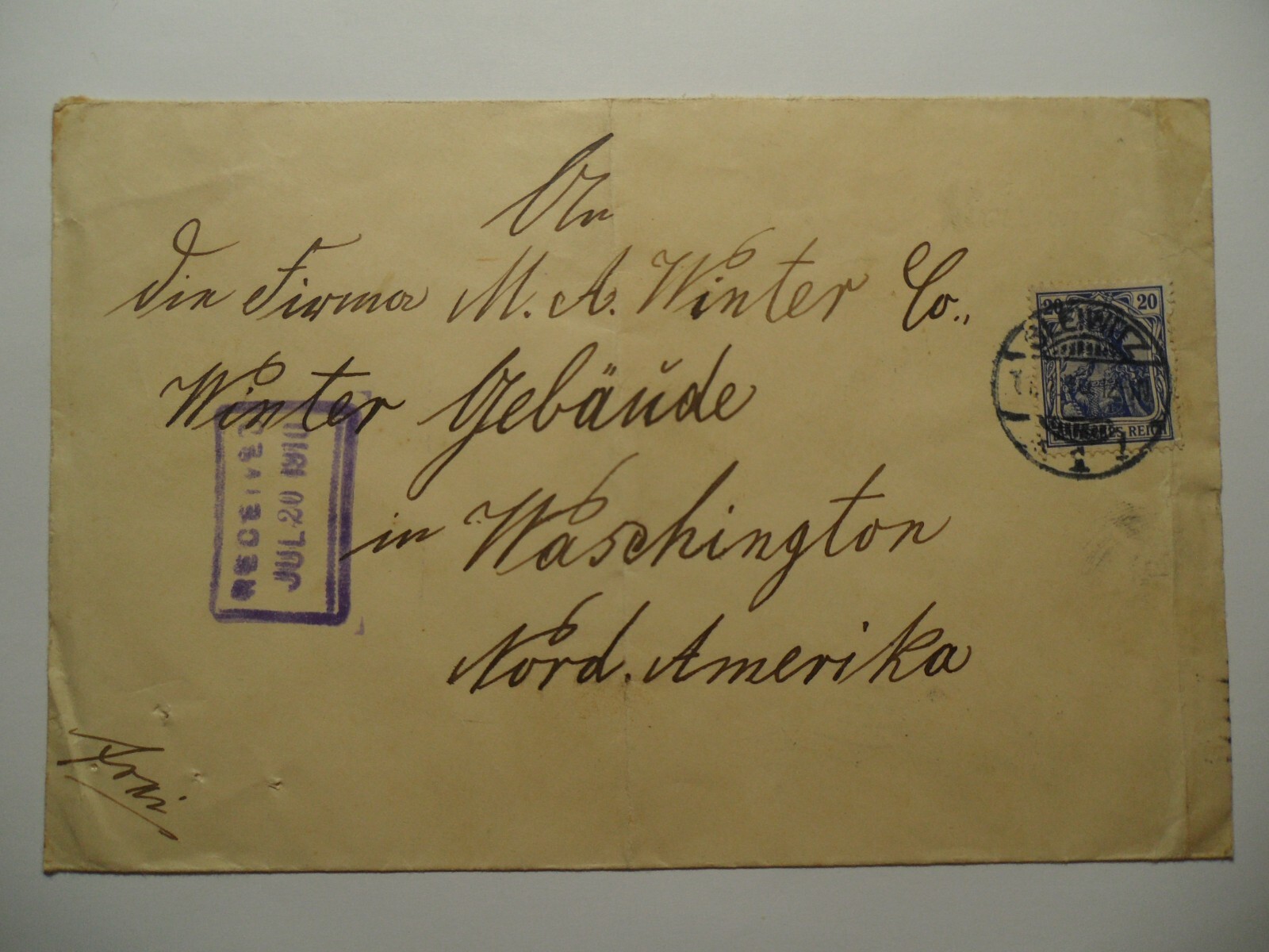 STAMPMART : GERMANY 1910 CANCEL COVER USED TO WASHINGTON D.C. USA
