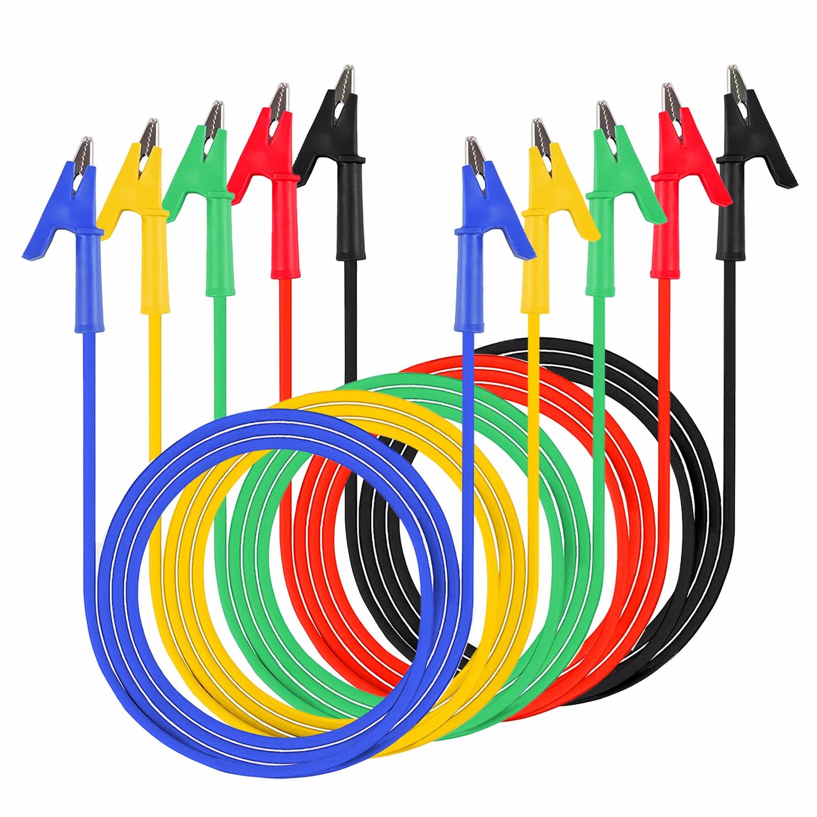 5PCS 3.28ft Alligator Clip Double Ended Silicone Jumper Test Leads Cable