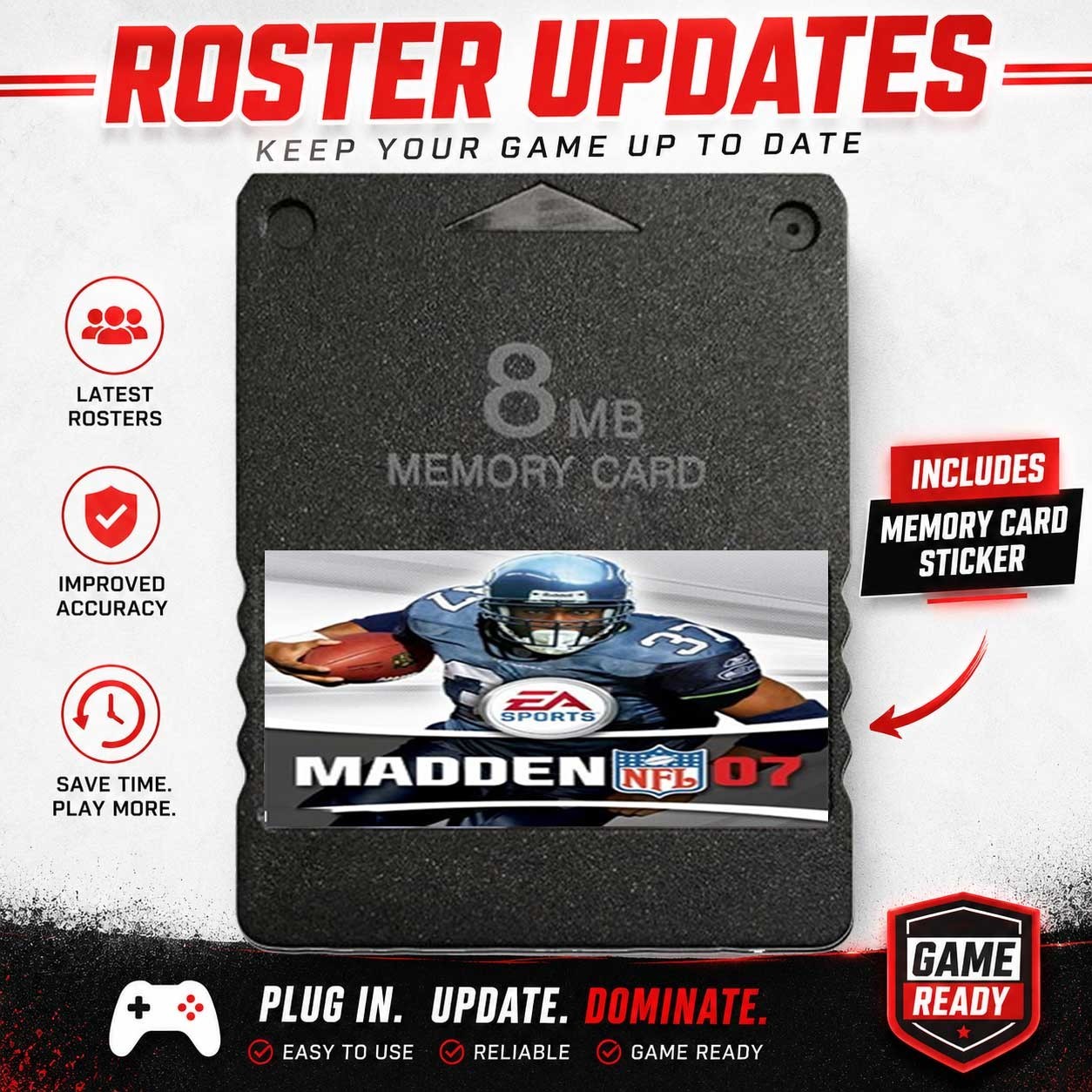 Madden 07 Roster Updates PlayStation 2 PS2 Memory Card 100% Completed Save