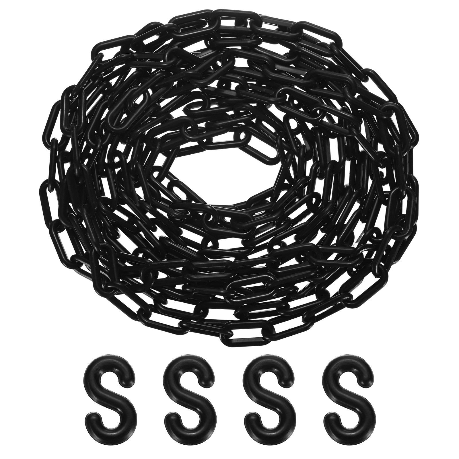 Plastic Barriers Chain, 24Ft Length Black Plastic Safety Chain Link