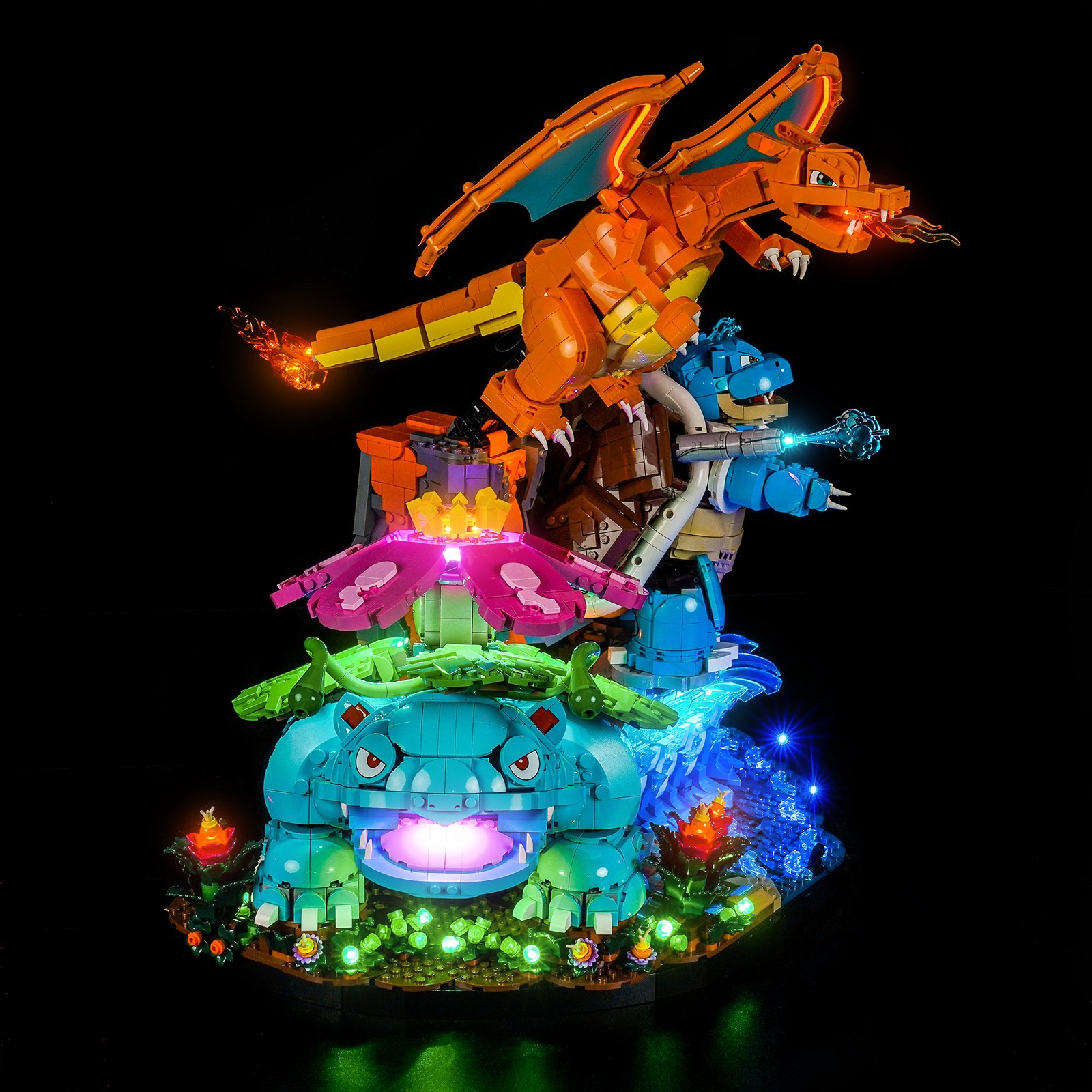 BrickBling LED Light for LEGO Venusaur, Charizard and Blastoise 72153 (Remote)