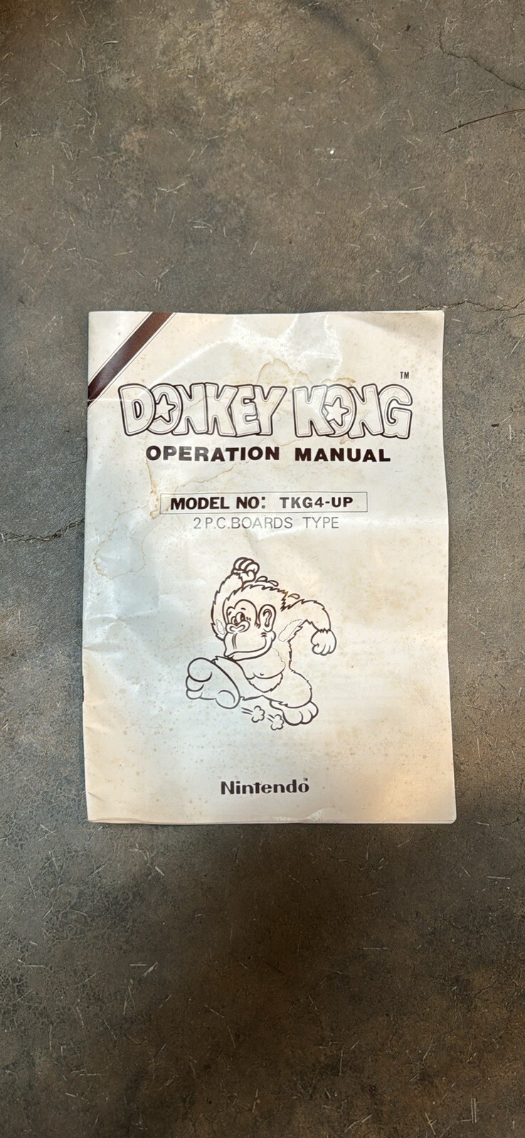 Original Donkey Kong TKG4-UP 2 PC Board Video Arcade Game Manual, Nintendo 1981