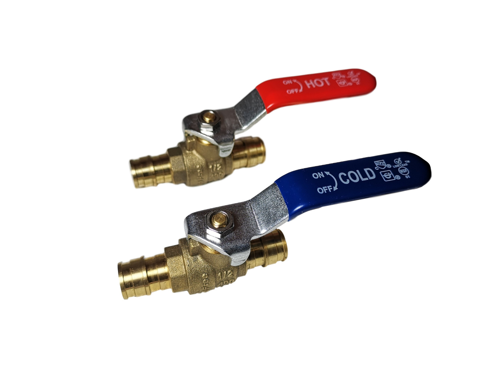 2 Pack XFITTING 1/2" Pex A Expansion Ball Value F1960, 1-Red/Hot , 1-Blue/Cold