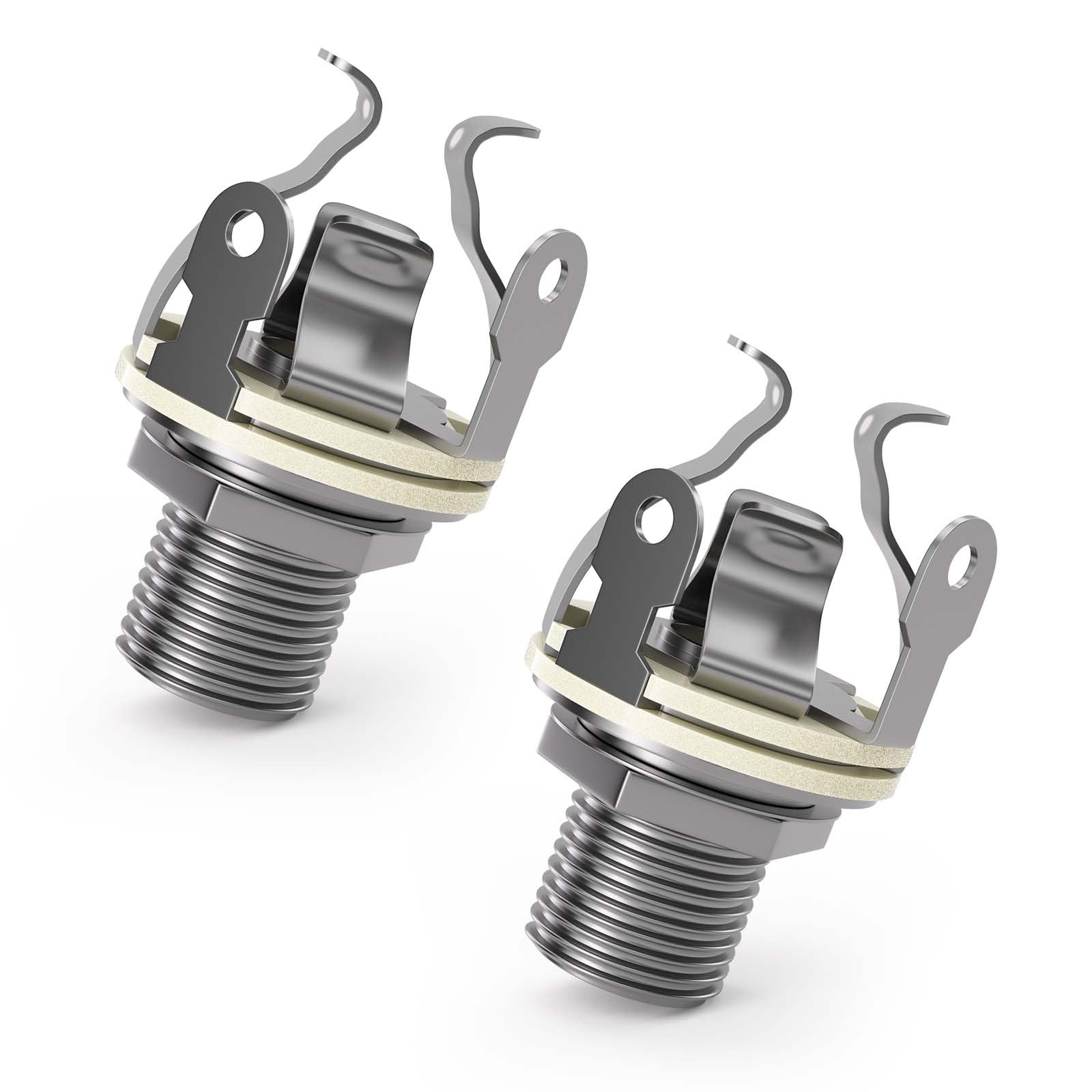 Heams 2 Pack Upgraded Multi-Contact 1/4 inch Mono Guitar Output Black Nickel