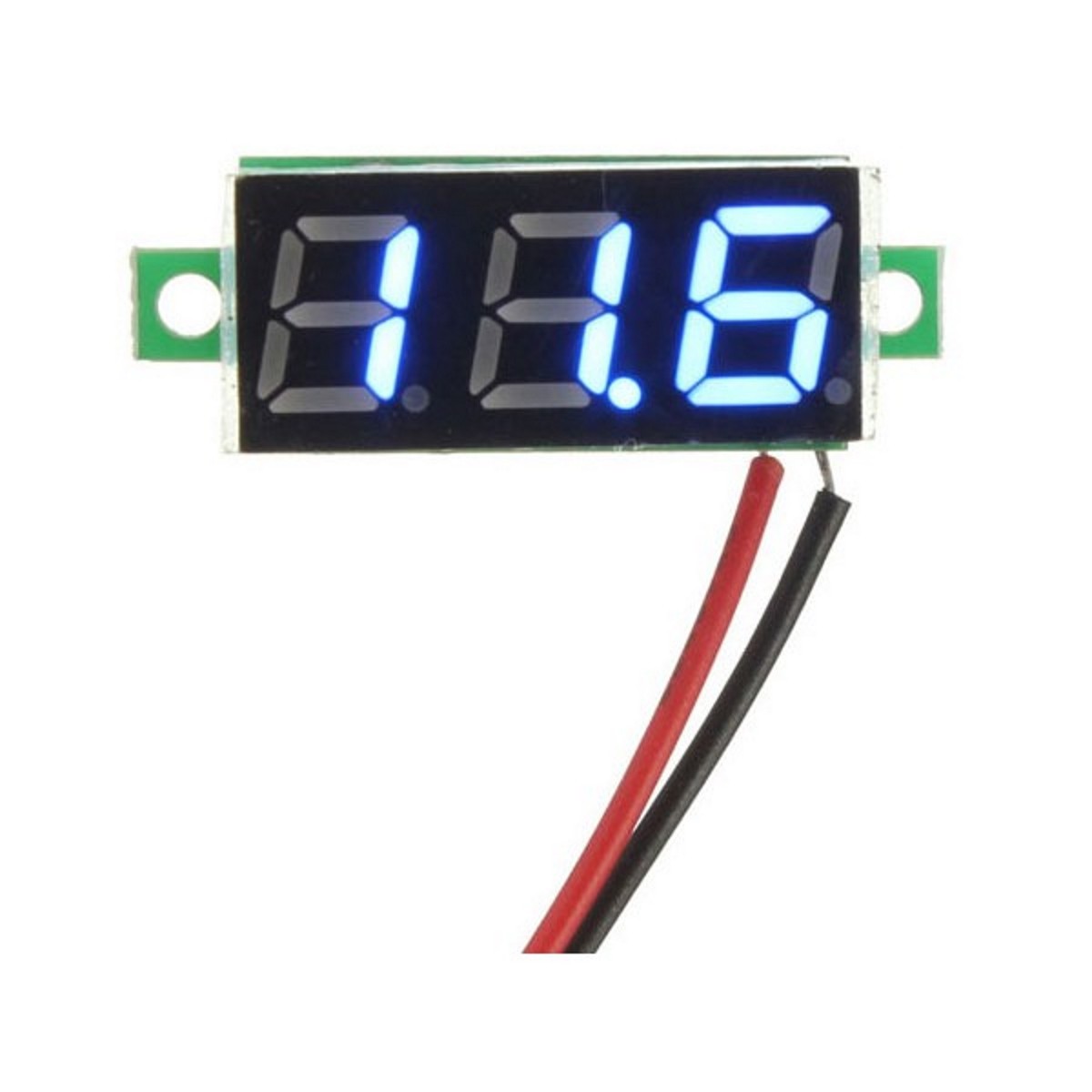 Mini Blue Volt Meter Bright Display Measures 2.5-30 V 2 Wires
