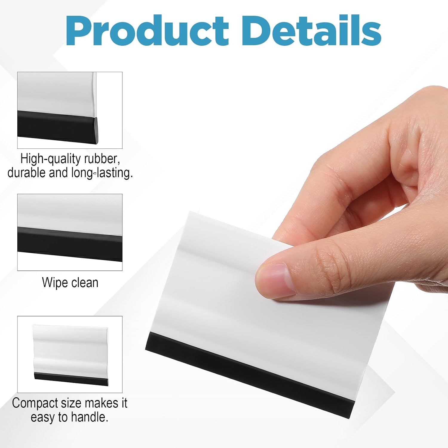 3Pcs Mini Rubber Squeegee 3 Inch Small Handheld Window Scraper for Car
