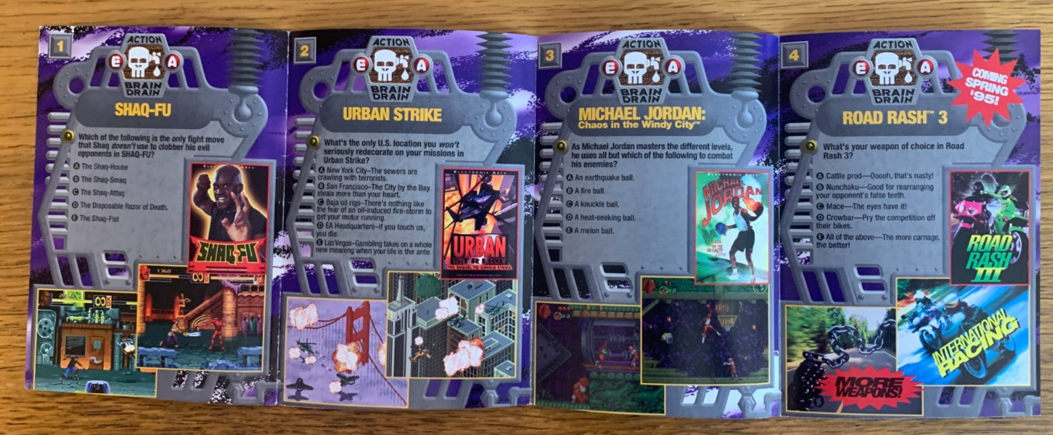 Sega Genesis Action Brain Drain Electronic Arts EA Mail in Contest INSERT ONLY