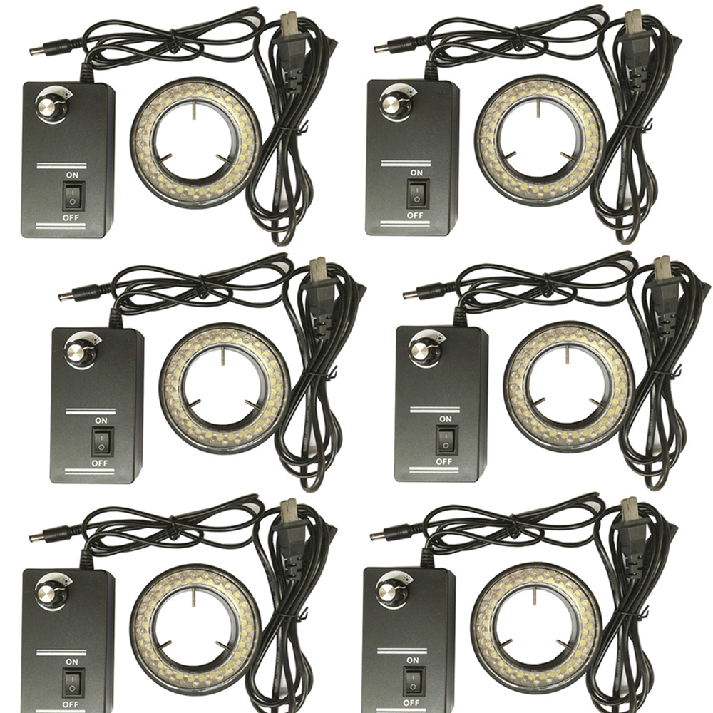 60-LED Adjustable Ring Light illuminator Lamp For STEREO ZOOM Microscope 1-6Set