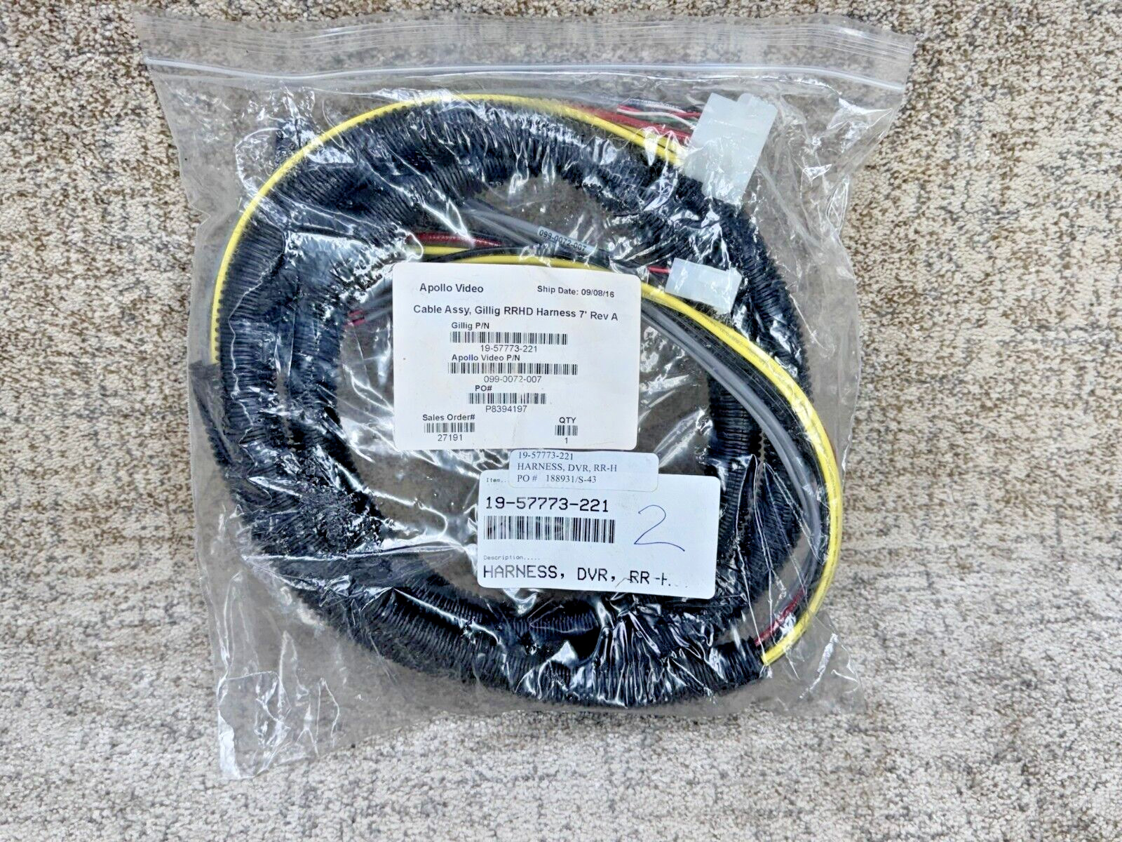 Apollo Video 099-0072-007 Cable Assembly, Gillig RRHD DVD Harness 7' Rev A