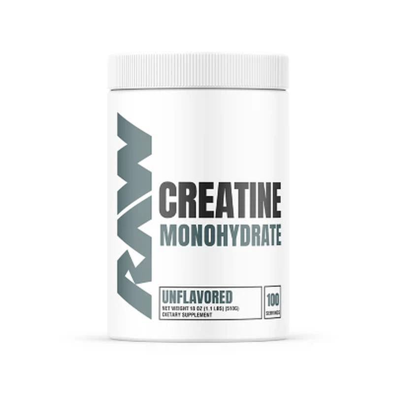 RAW Nutrition Creatine Monohydrate Powder, Unflavored - 510g, 100 Servings