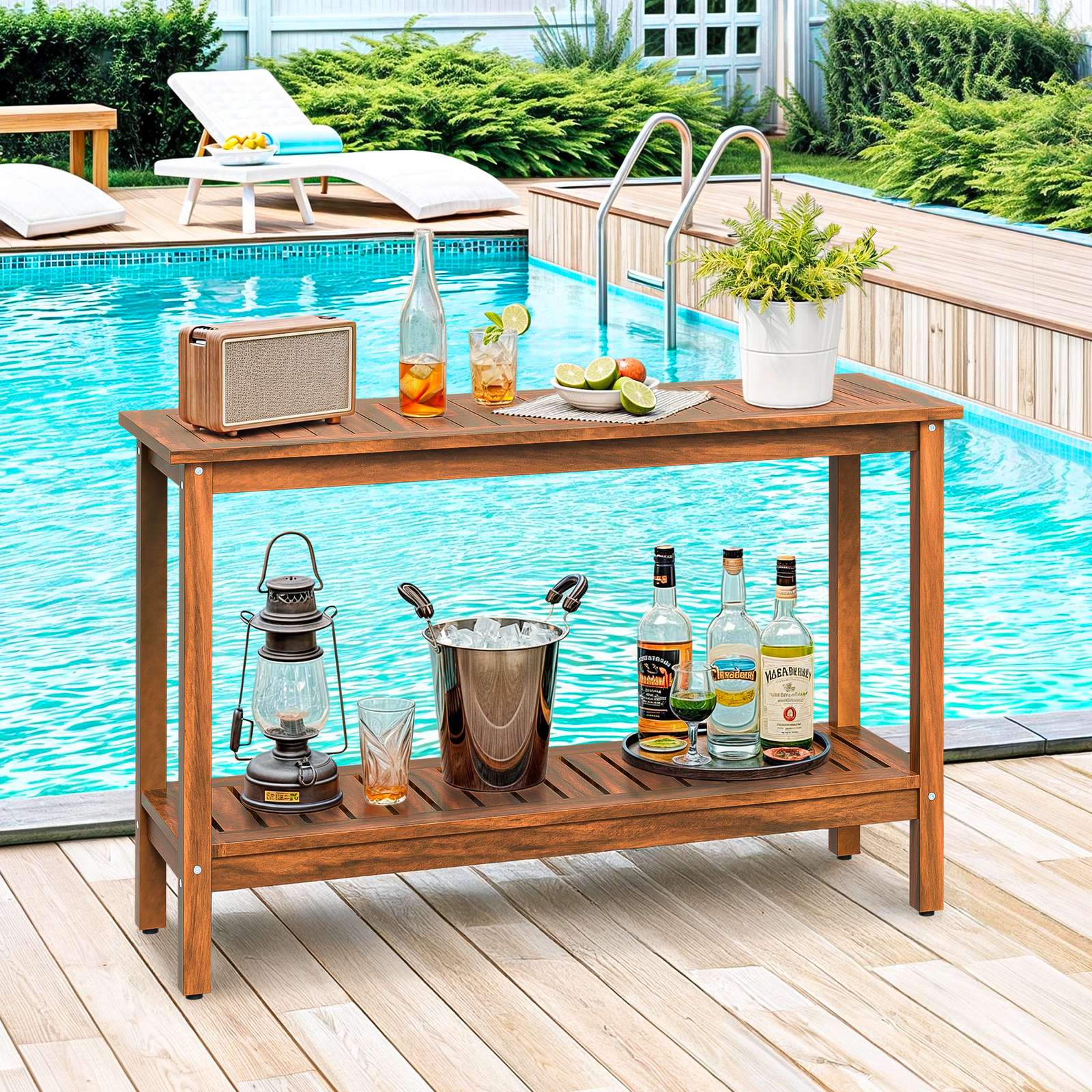 48in Console Table In/Outdoor Multifunctional Buffet Bar Storage Organizer