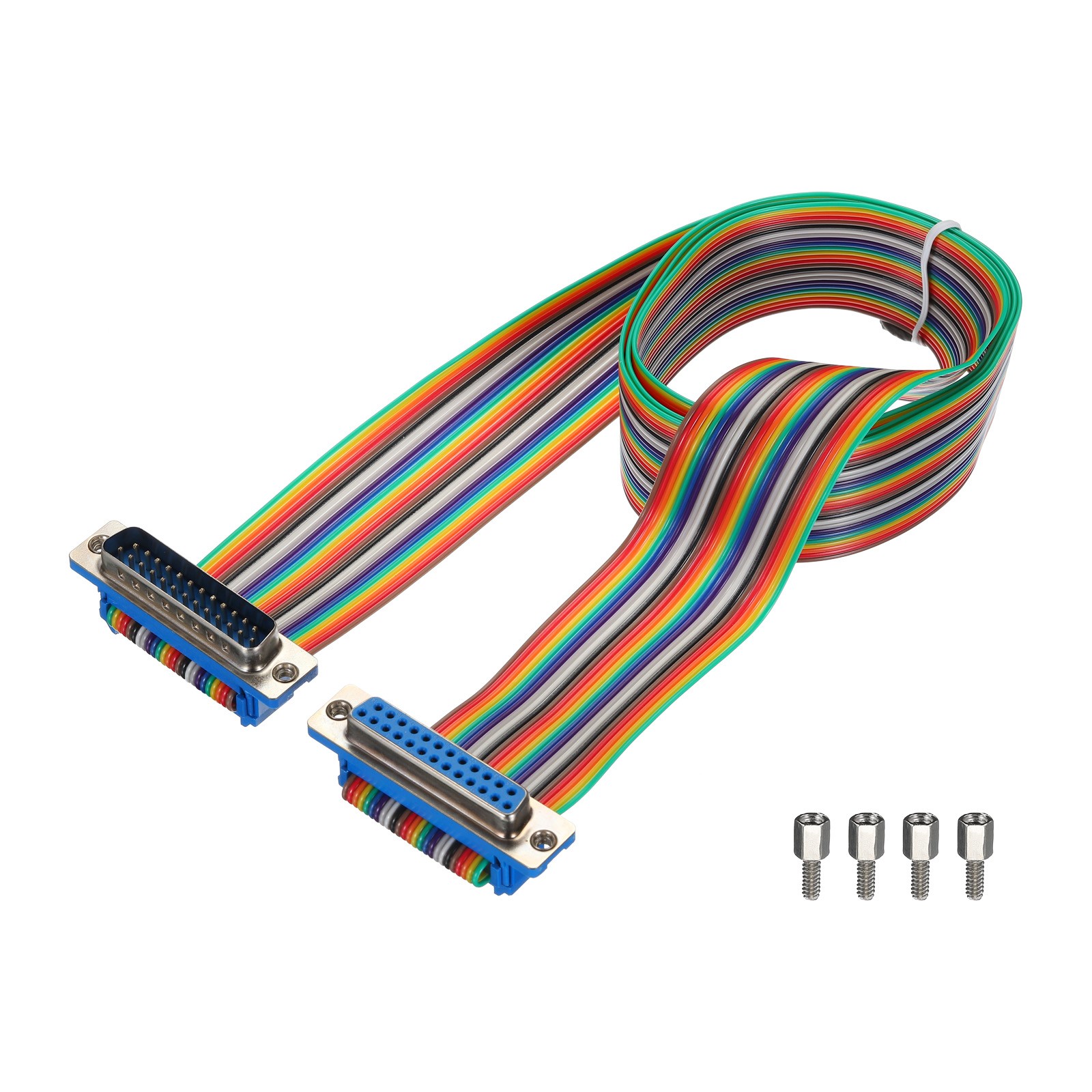1 Pcs IDC Rainbow Wire DB25 Male to DB25 Female 39.4 Inch Length