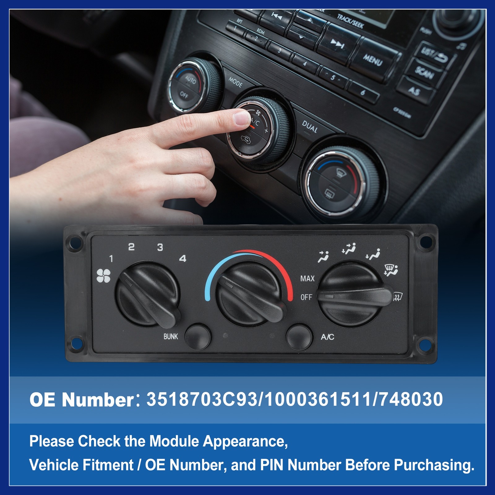 A/C Heater Climate Control Module Panel for International 9200 9400 9900