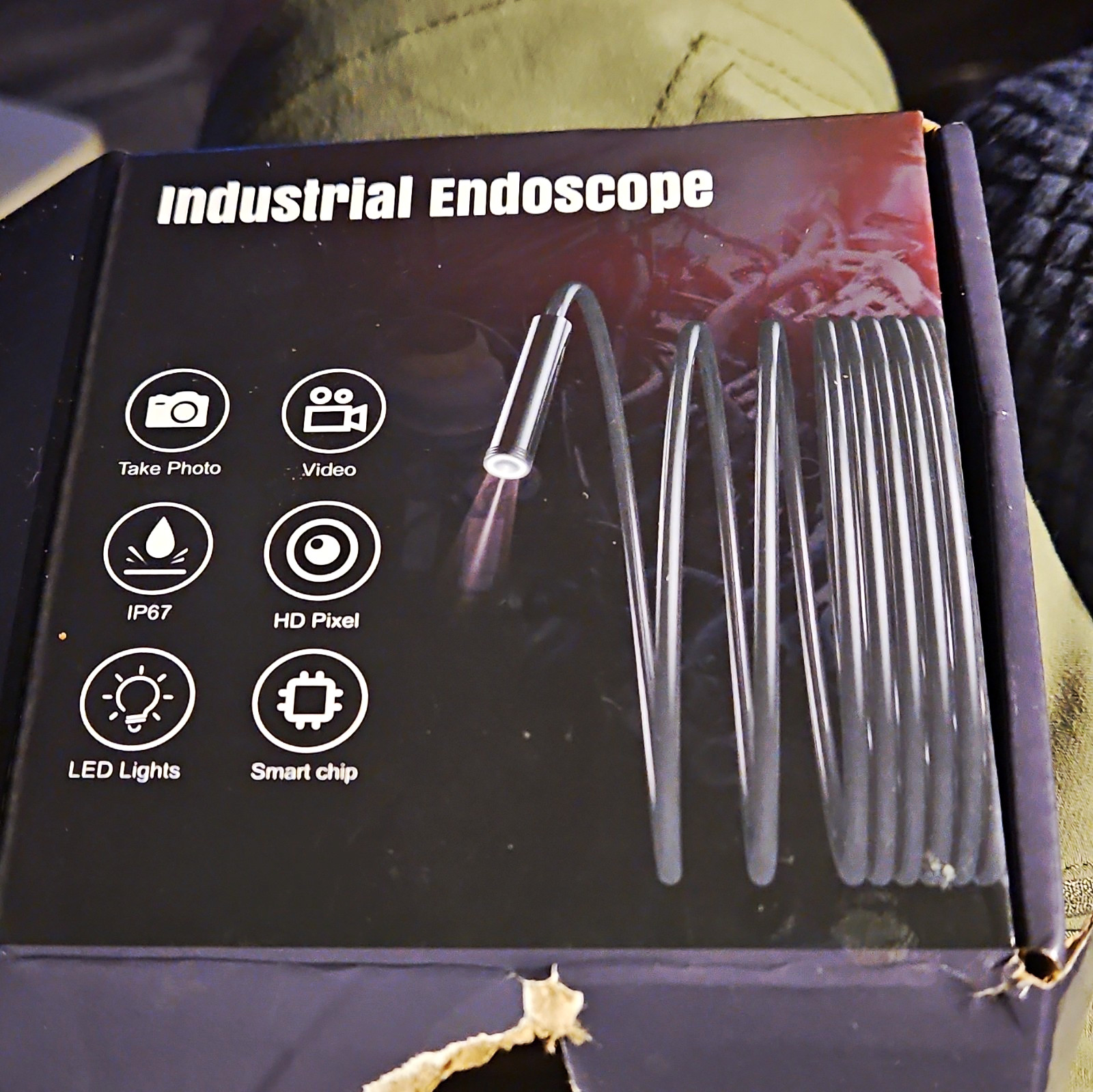 Industrial Endoscope Flexible Inspection Camera HD IP67 Photo/Video LED Lights