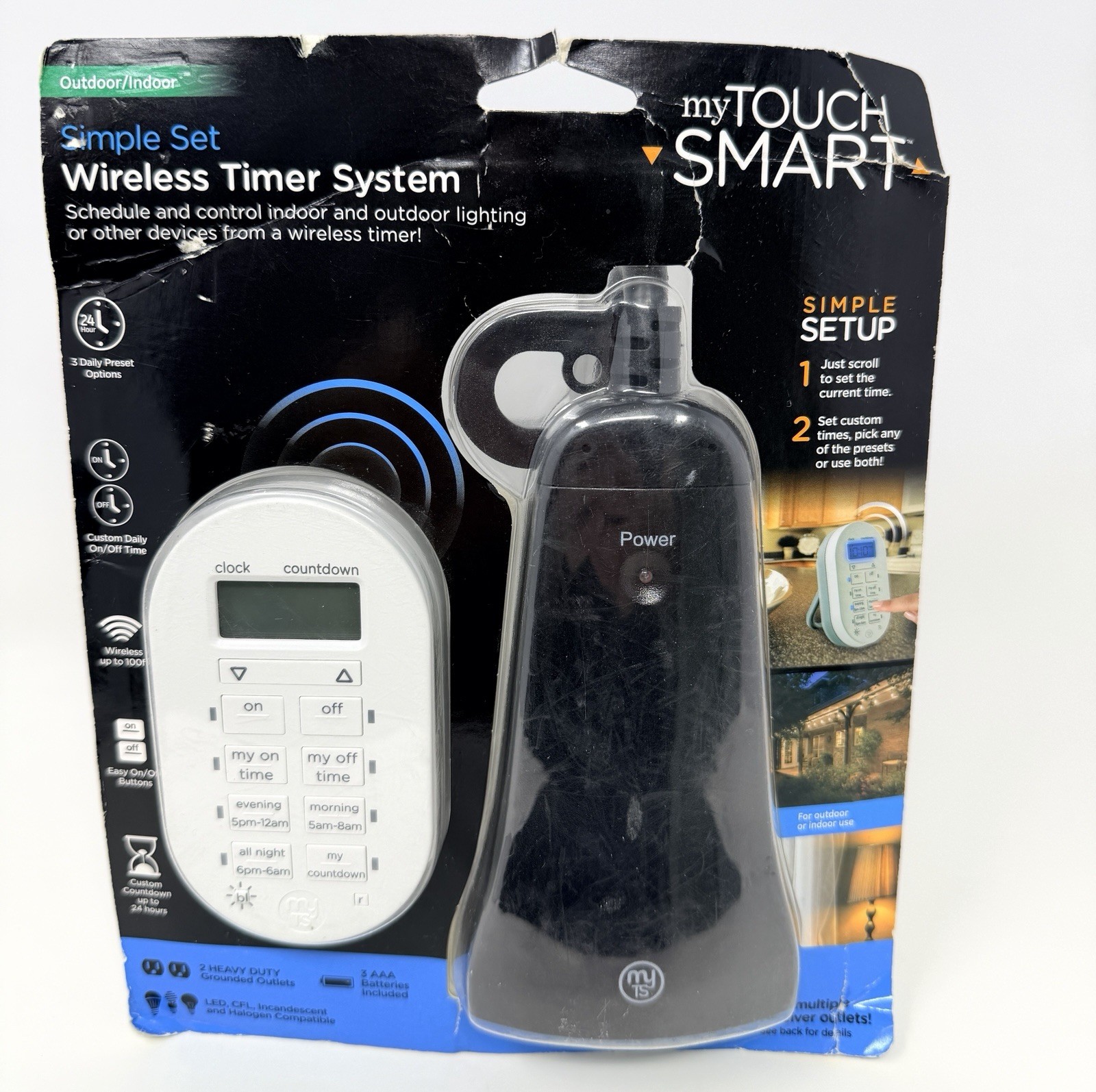 myTouchSmart Simple Set Indoor/Outdoor 2-Outlet Wireless Timer System