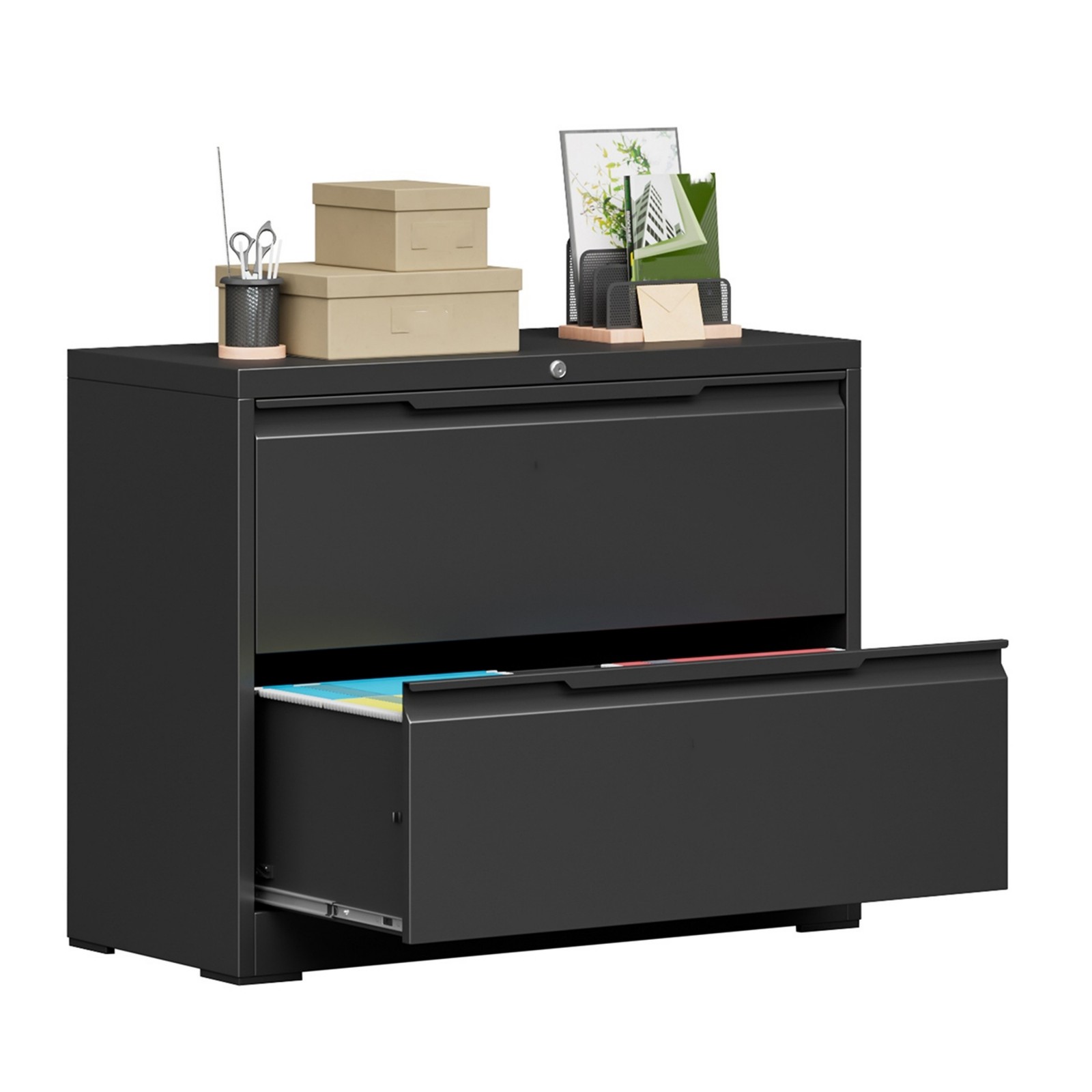 2-Drawer Metal Lateral File Cabinet,Vertical Storage Filing Cabinet w/Lock Home