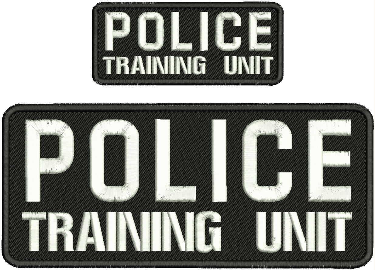 Collectible Embroidery Patch Police Training Unit 4X10AND 2X5 White On Black