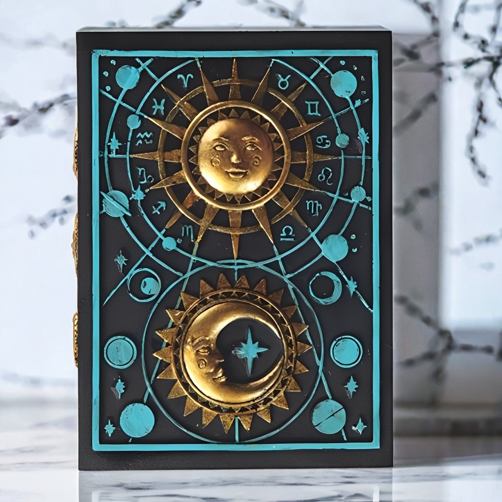 5" wide Blue Celestial Trinket Box Ornament Home Decor Unique Gift