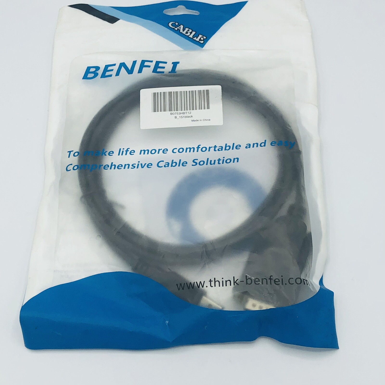 Benfei B_151 USB to VGA Adapter Cable Black Cable - 6 Feet Cord Connection