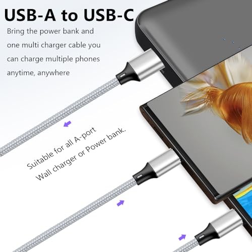 Multi Charging Cable, USB C Splitter Cable, 3 in 1 Fast Charging Cord with 3