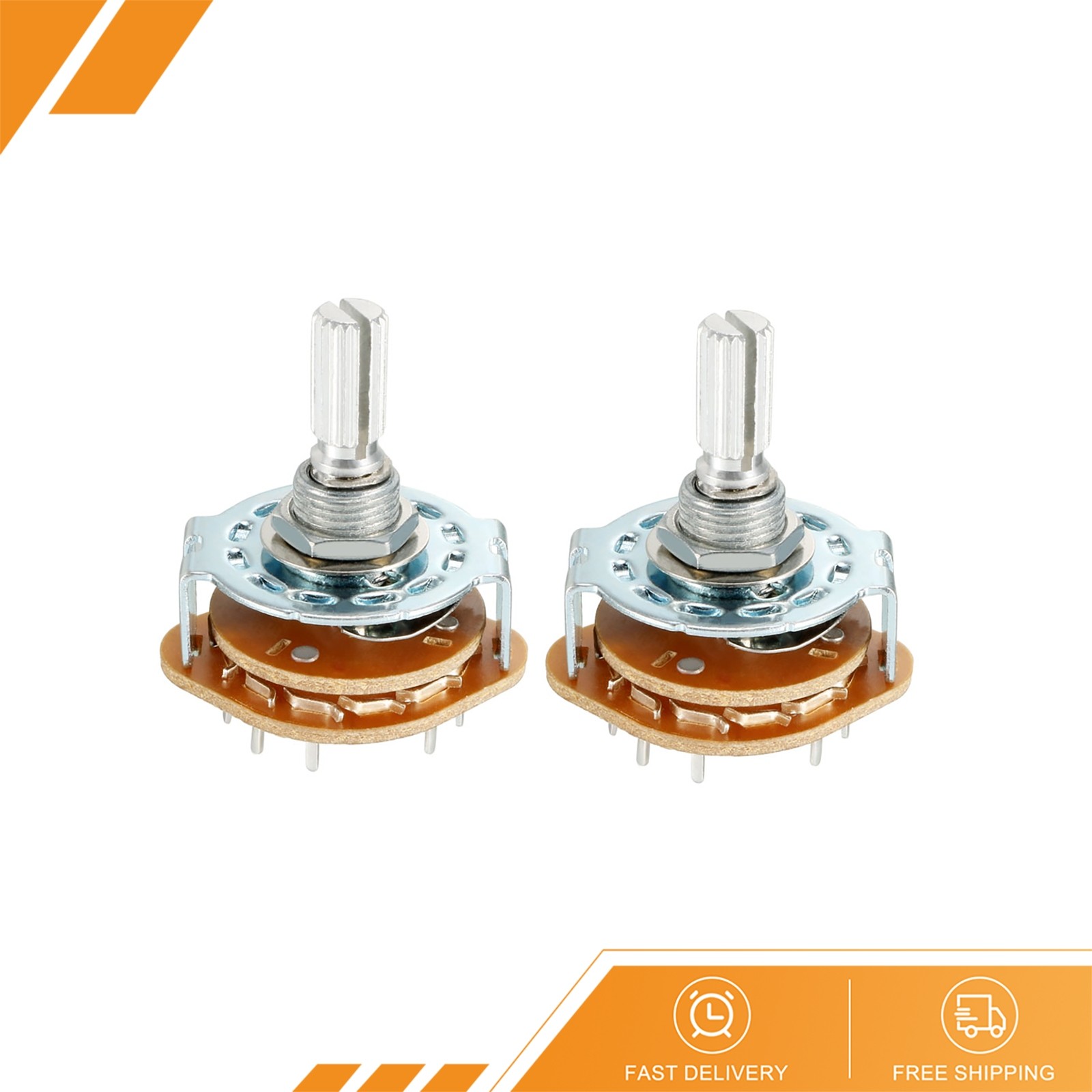 2Pack 16Pin 4P3T 4 Pole 3 Position Single Deck Band Selector Rotary Switch