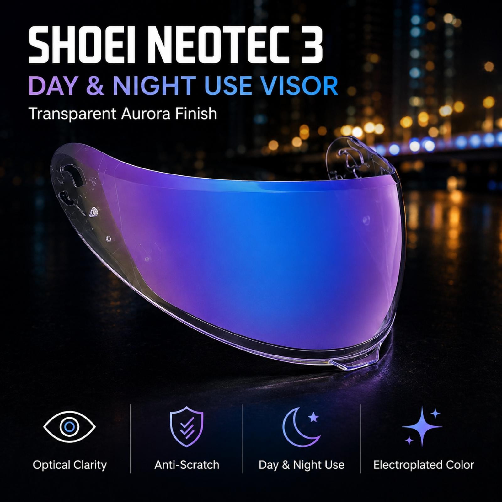 Replacement CNS-3C Day Night Visor for SHOEI Neotec 3 Anti-Scratch UV