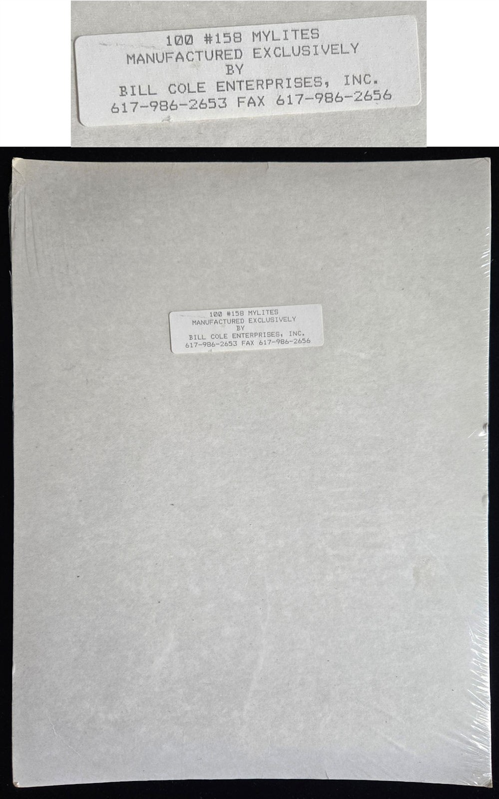 Bill Cole Mylites #158 Unopened Pack of 100 - In Original Shrinkwrap!