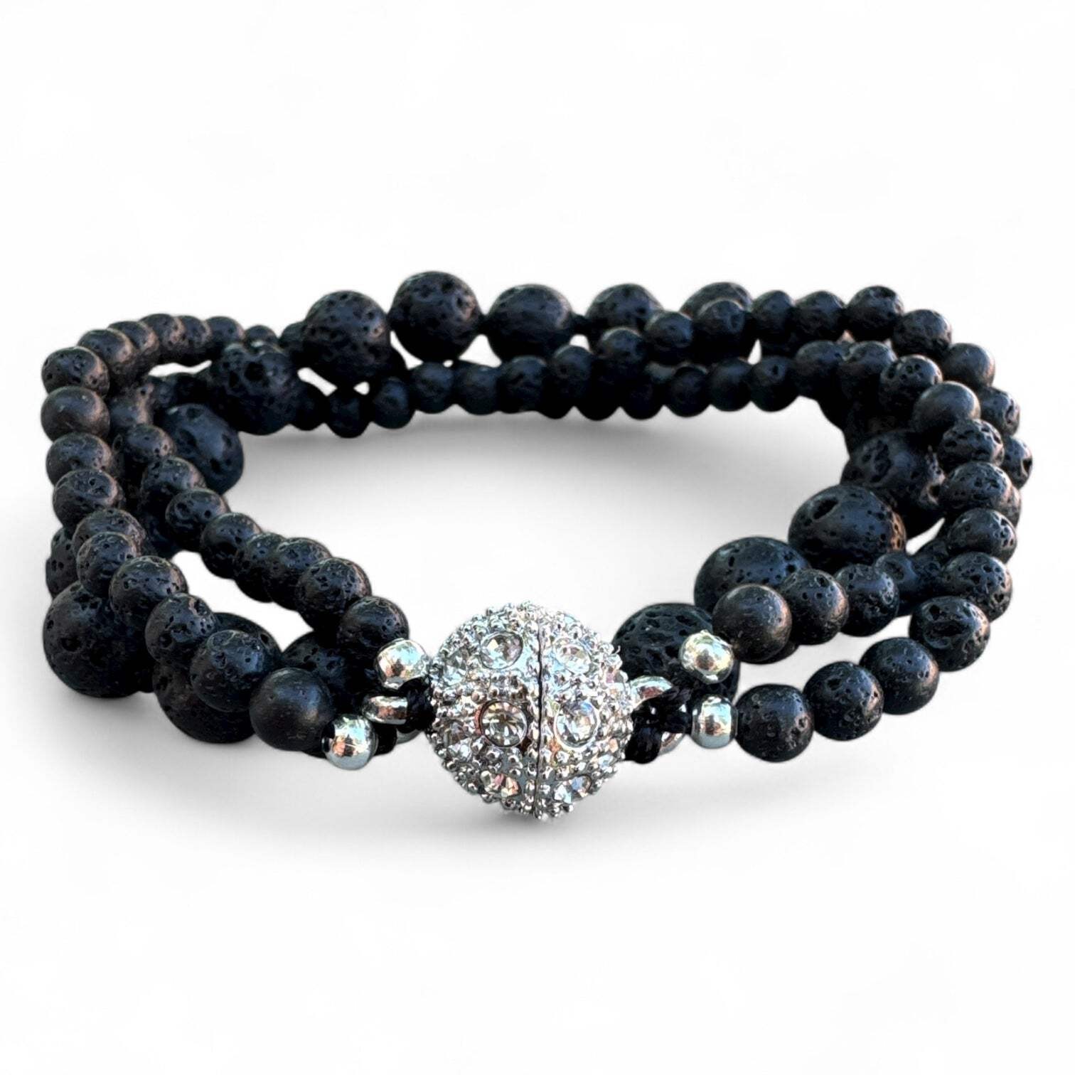 Volcanic Rock Magnetic beaded Bracelet 7.5 inch