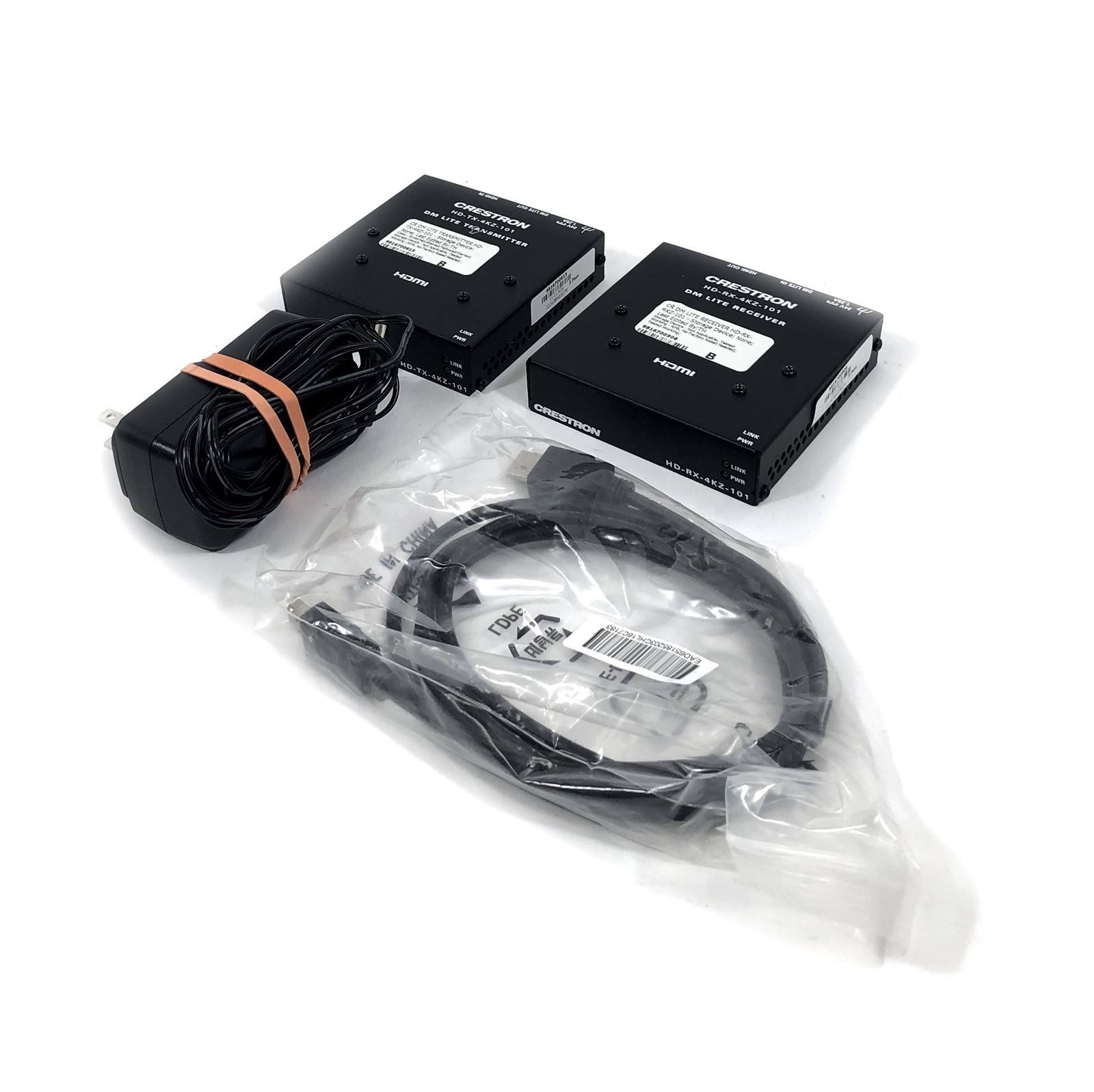 PAIR Crestron DM Lite Receiver + Transmitter HD-RX-4KZ-101 + HD-TX-4KZ-101 w/ AC