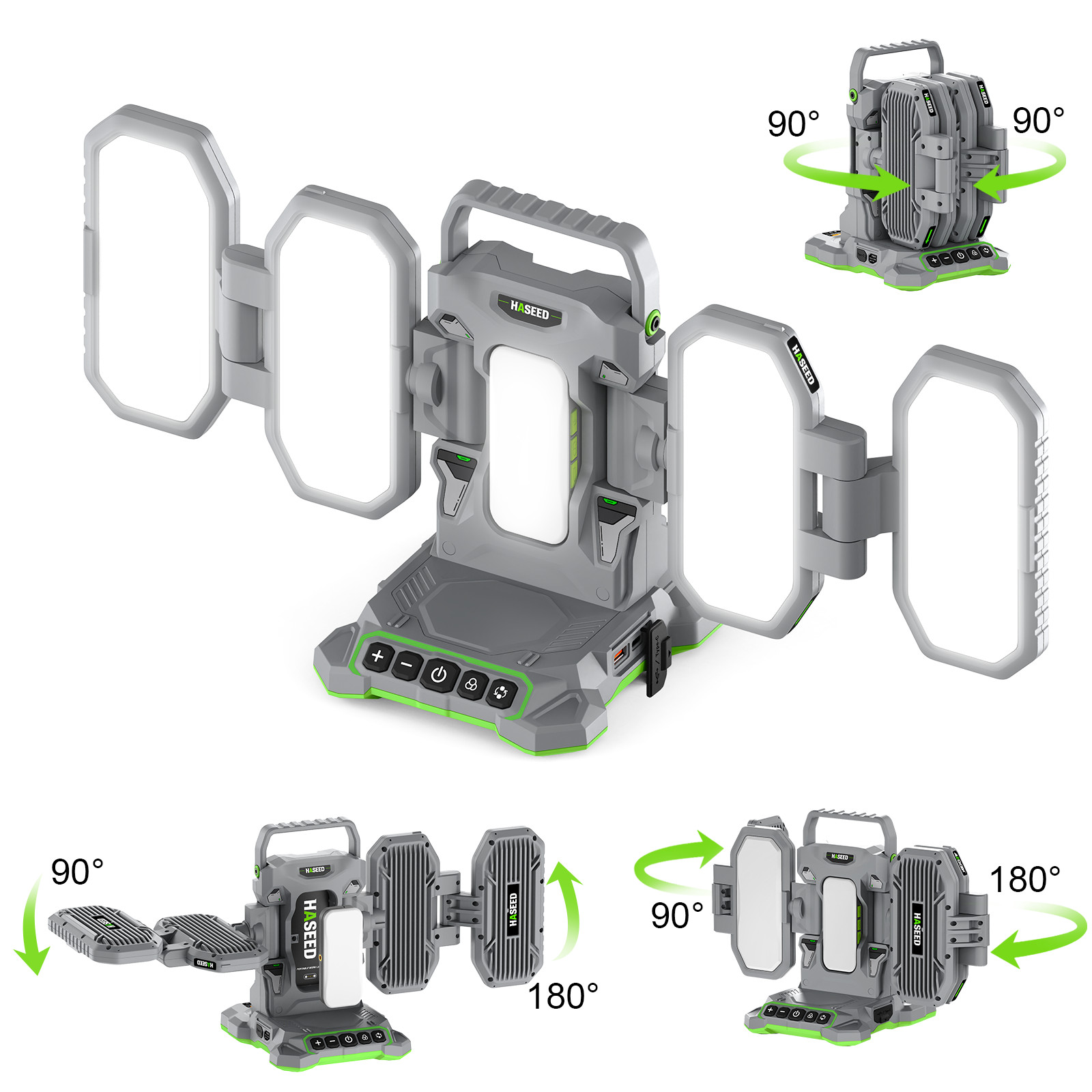 10000LM LED Work Light for EGO 56V Battery Foldable 4 Panel with Mini Light