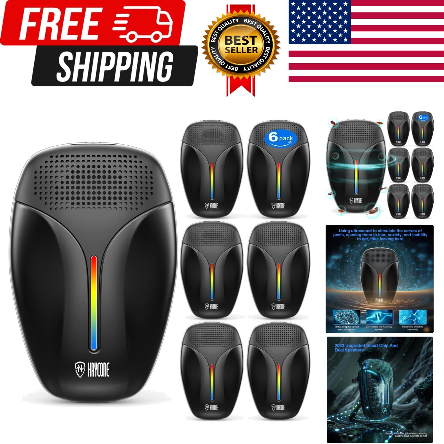 Upgraded Ultrasonic Repeller & Insect Indoor Repeller,Ultrasonic and Repellen...