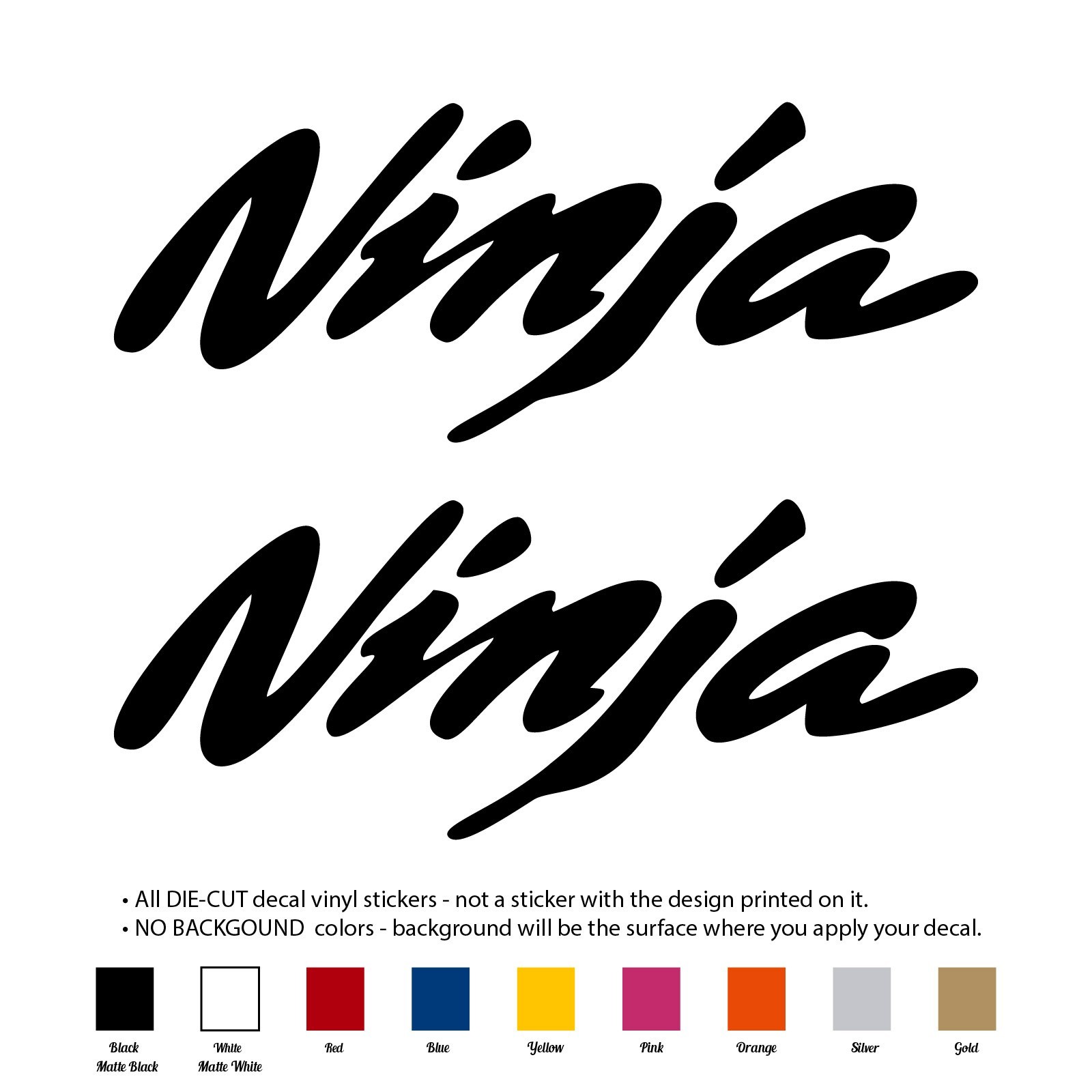Set of 2 NINJA Decal Vinyl Sticker for Motorbike Motorcycle Dirt ATV