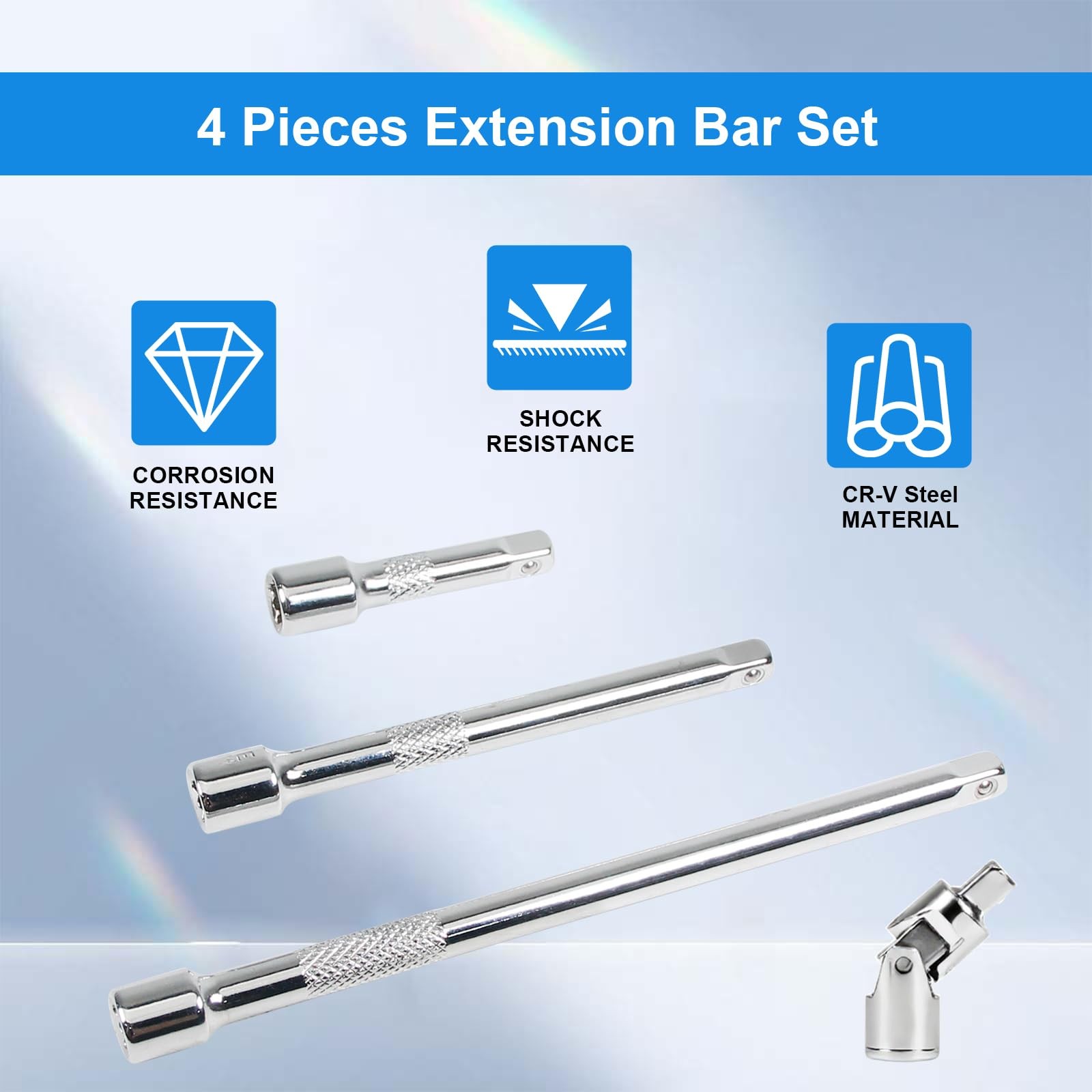 1/4 Inch Drive Socket Extension Bar Set, 4 Piece wrench extender