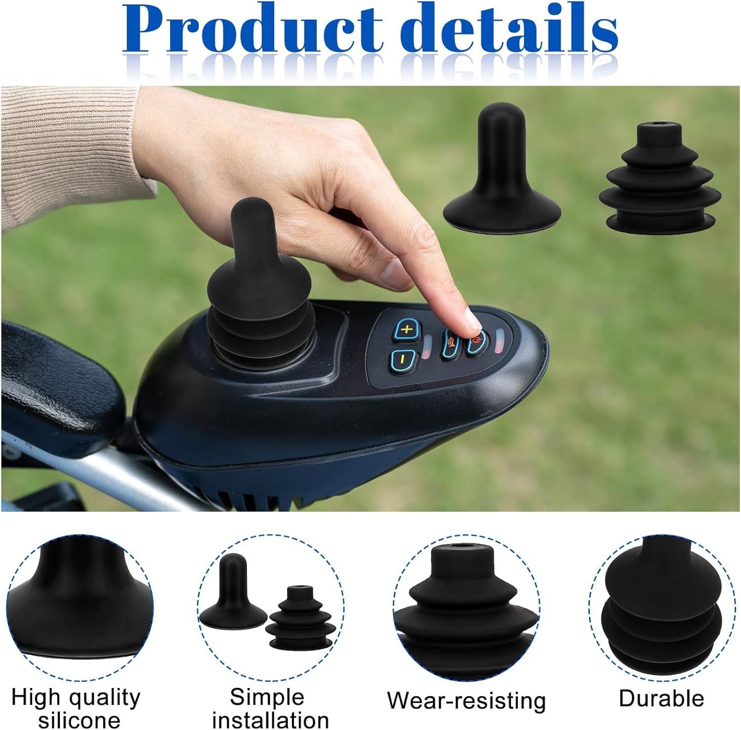 1 Set Controller Knob and Gaiter for Electric Wheelchairs, Universal Silicone Wh