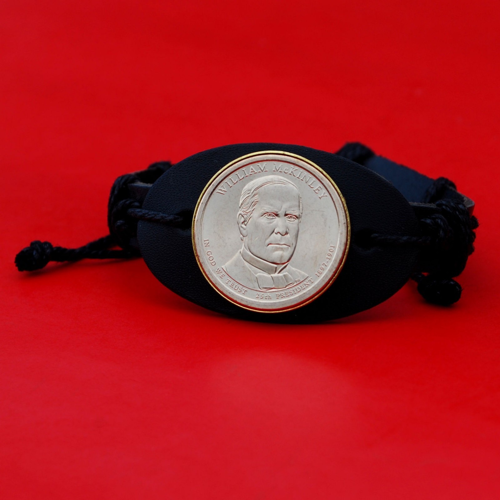 2013 Presidential Coin Genuine Leather Wristband Bracelet - William McKinley