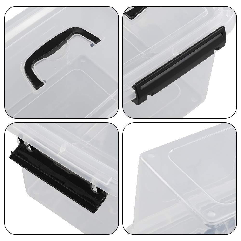 4 PCS 6 Quart Small Clear Plastic Stackable Storage Bins Latching Lids