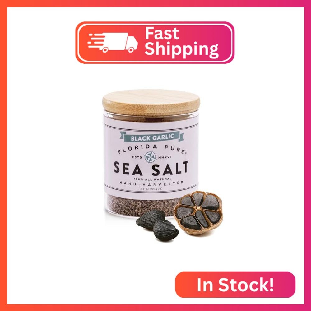FLORIDA PURE Black Garlic Sea Salt - 80+ Mineral Sea Salt, Natural, Unrefined, N