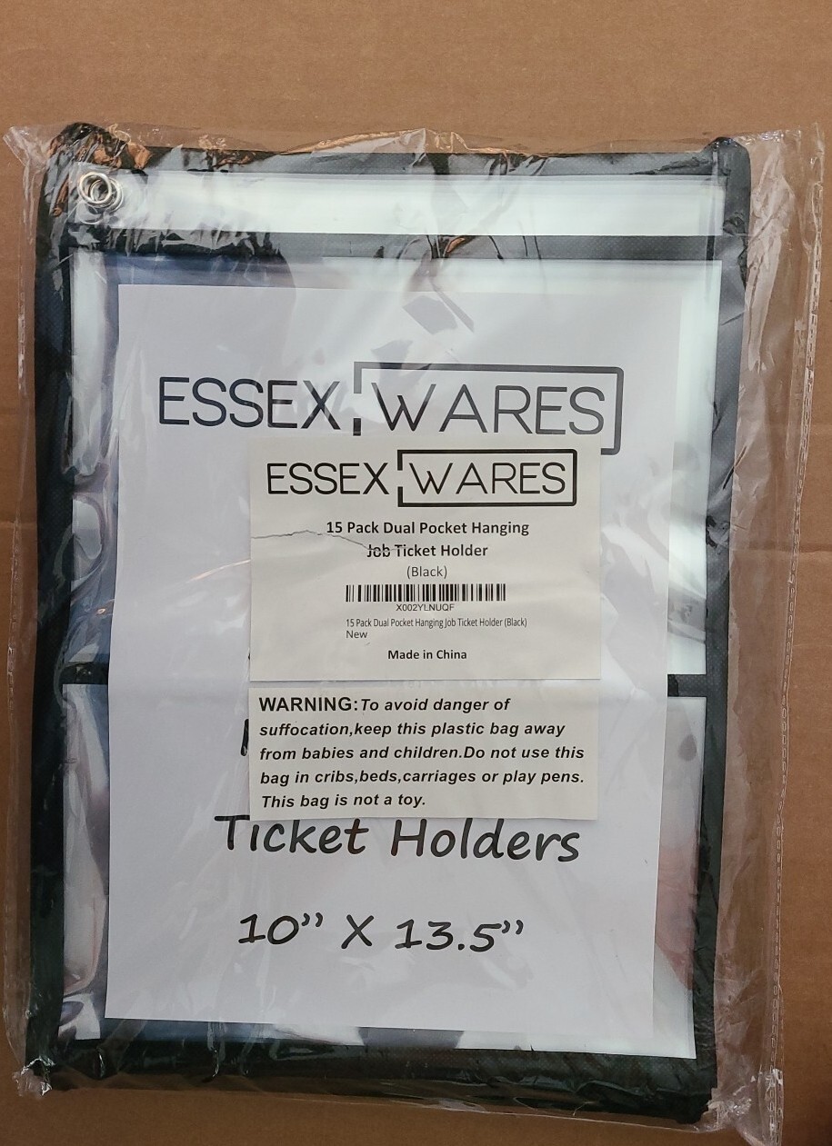 Hanging Job Ticket Holder 10" X 13.5" Sheet Protector Sleeve  30 Total