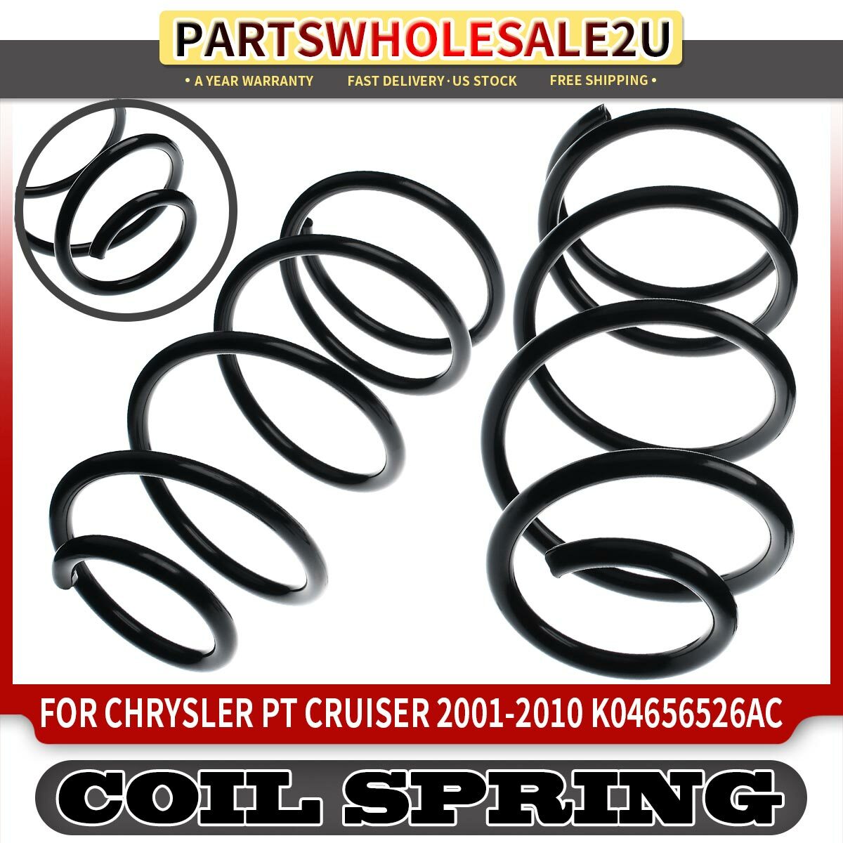 2x Front Left & Right Suspension Coil Springs for Chrysler PT Cruiser 2001-2010