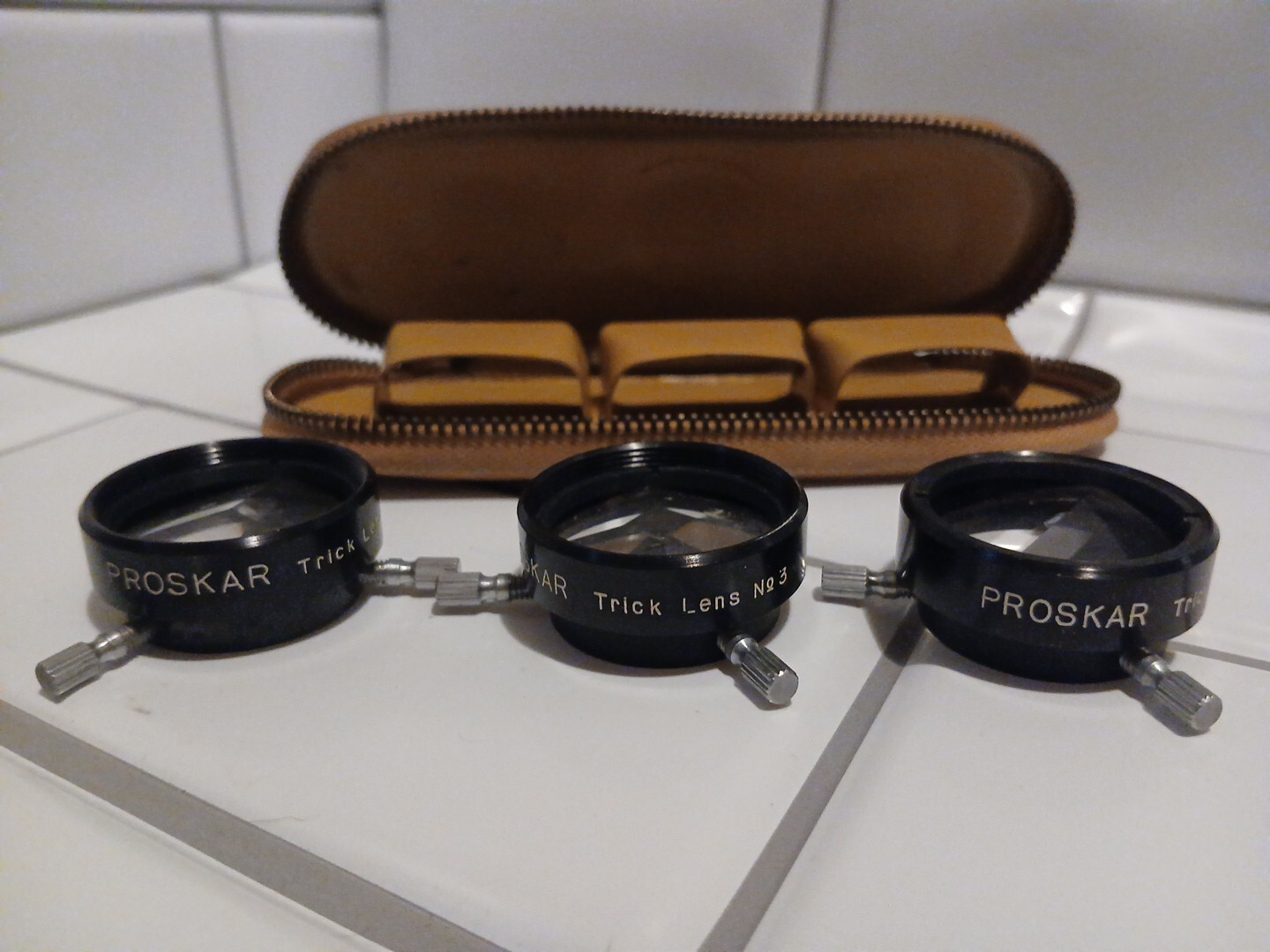 Vintage Proskar Trick Lense Set of Three in Case ~ NO. 1 NO. 2 NO. 3