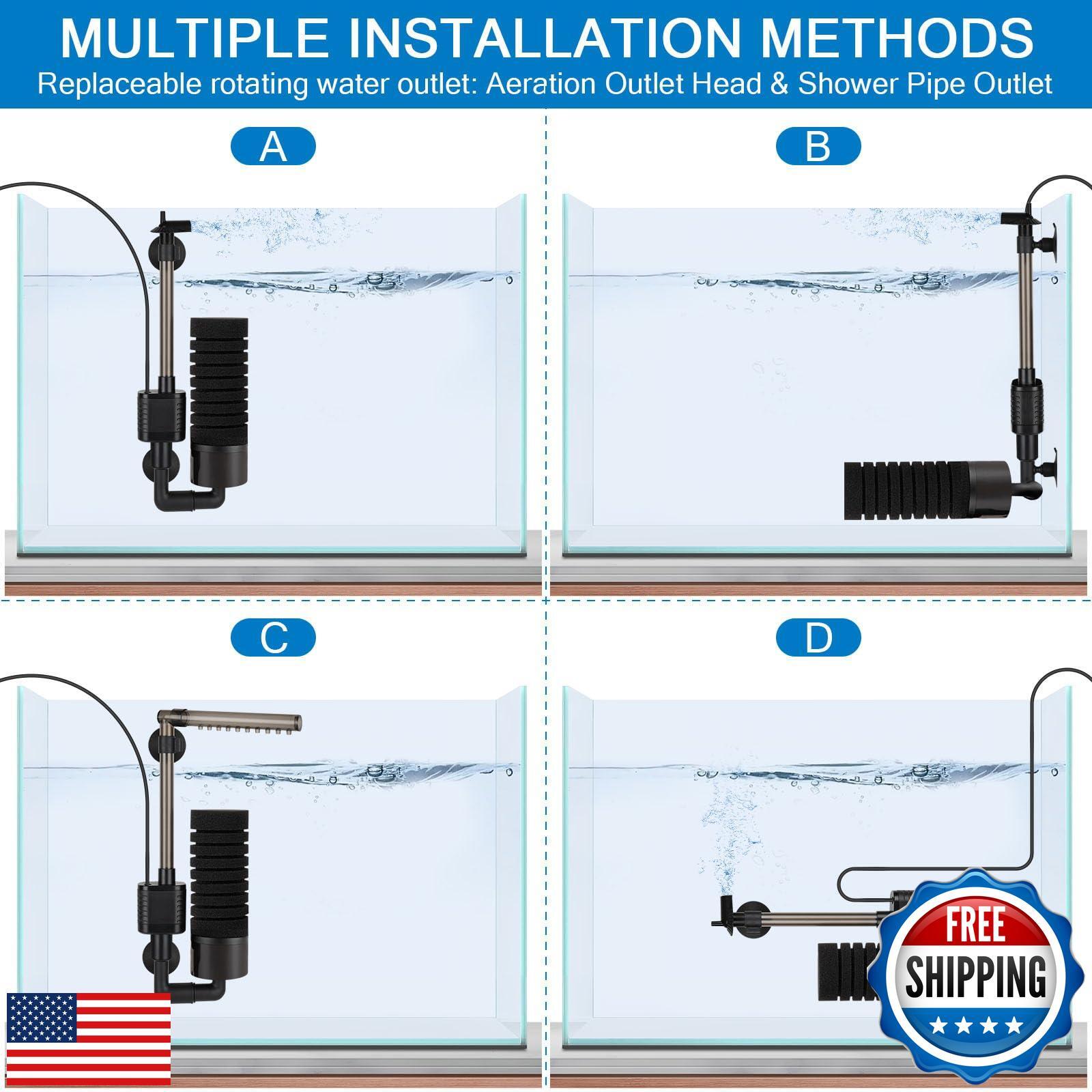 hygger USB Single Sponge Filter, Small Aquarium Filter with Adjustable Hangin