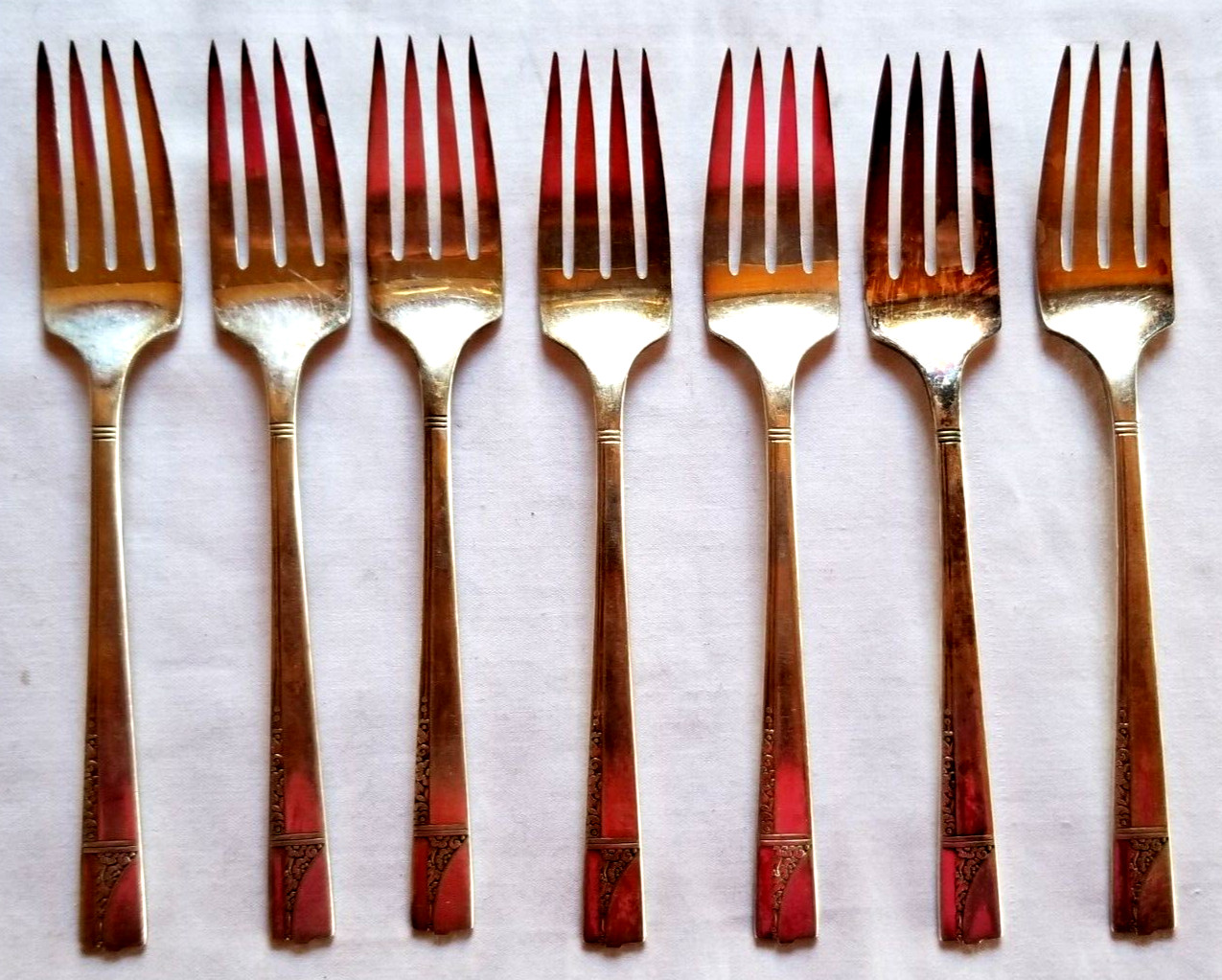 7 Salad Forks Nobility Plate Caprice 1937 Art Deco Antique Silver Plate VTG